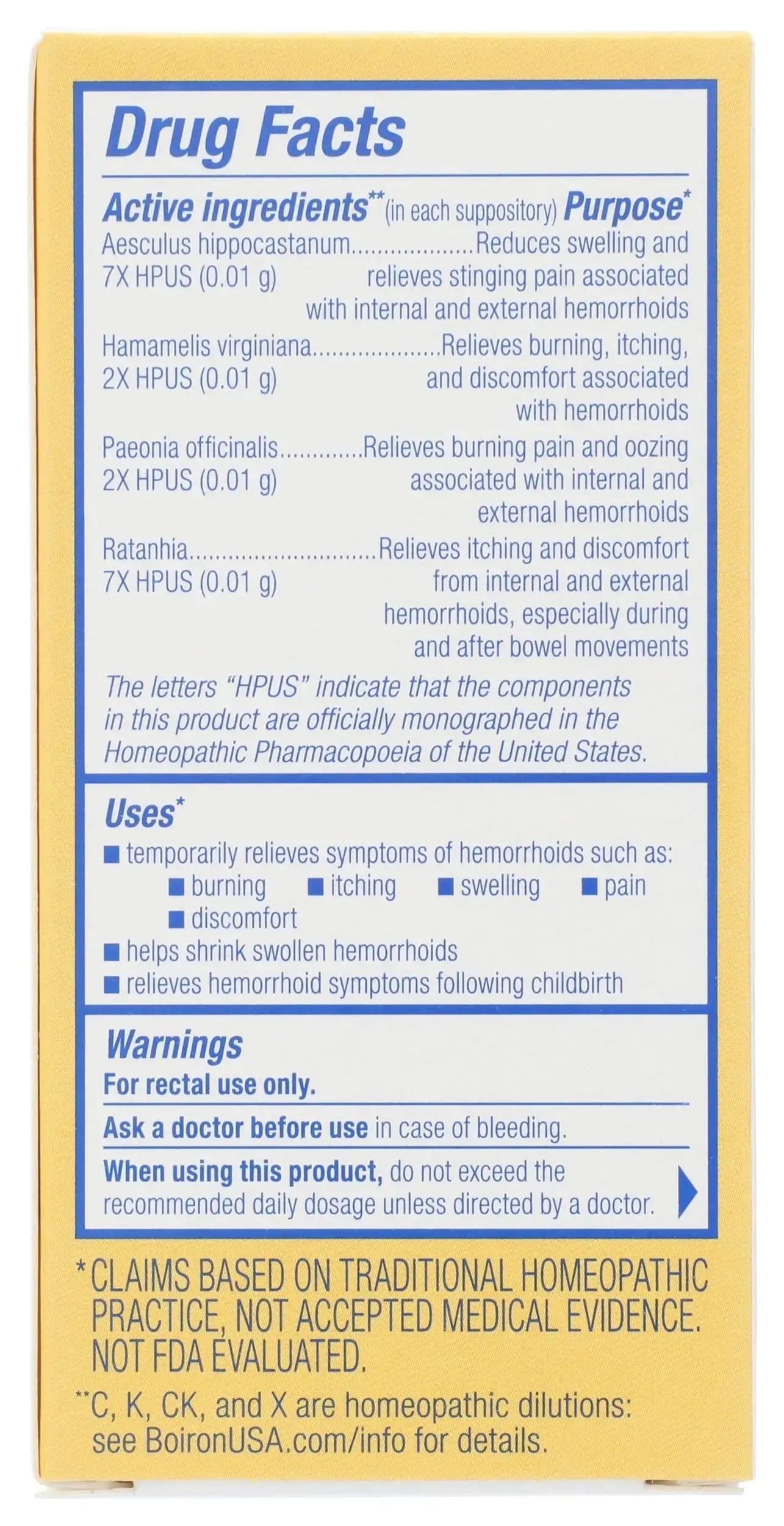 Boiron HemCalm Suppositories for Hemorrhoid Relief of Pain, Itching, Swelling or Discomfort - 10 Count BoironAu supplements