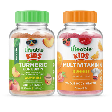 Lifeable Turmeric Curcumin Kids + Multivitamin Kids, Gummies Bundle - Great Tasting, Vitamin Supplement LifeableAu supplements