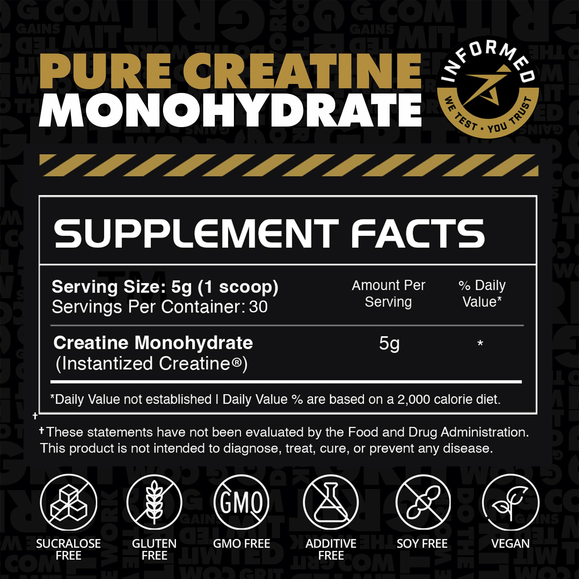 Gains in Bulk Instantized Creatine Monohydrate for Women and Men, Soluble Creatine Powder, Supports Muscle Building, Strength and Performance, Bodybuilding Supplements, Unflavored, 30 Servings GAINS IN BULK GAINSINBULK.COMAu supplements