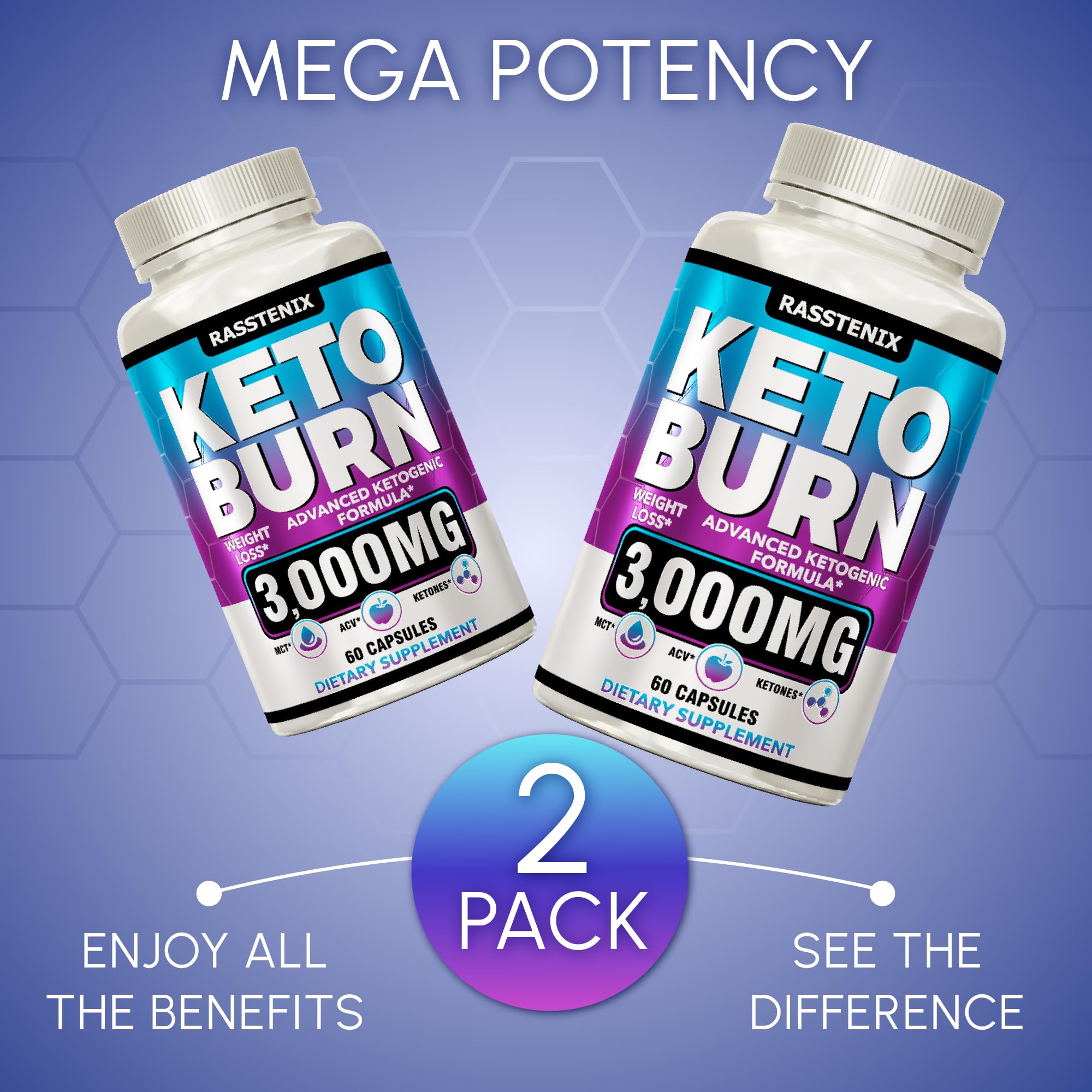 Rasstenix (2 Pack) Keto Pills - Lean Keto Diet Pills - Weight Fat Management Loss RasstenixUS supplements