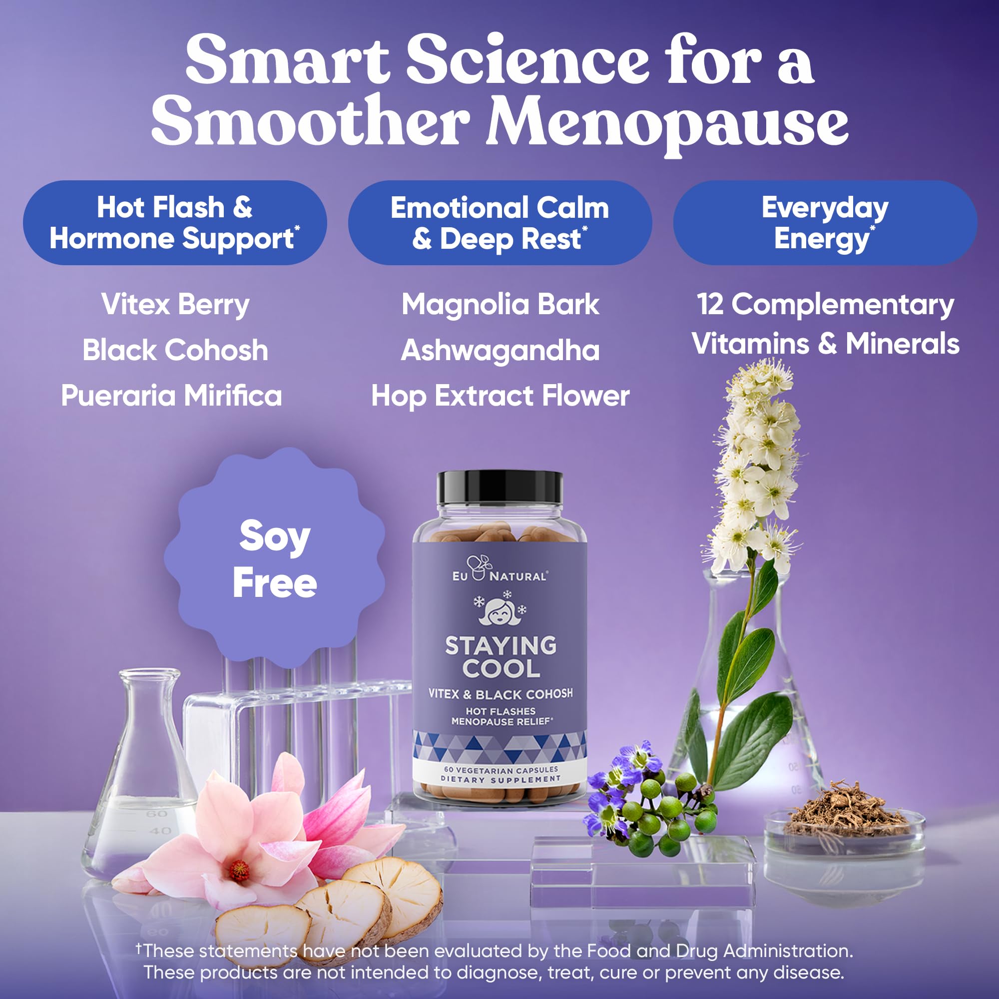 Staying Cool Menopause Supplements for Women – Hormonal Hot Flash Relief, Weight Support, & Night Sweats – Vitex Chaste Tree & Black Cohosh – 60 Vegetarian Soft Capsules Eu NaturalAu supplements