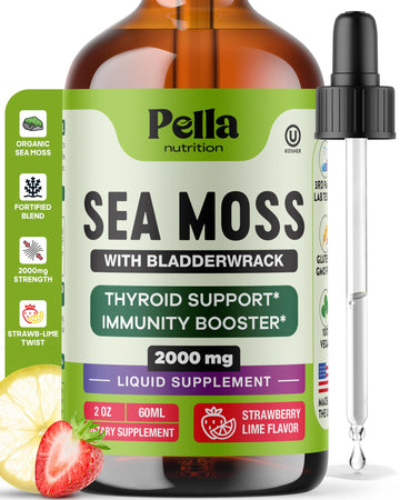 Pella Nutrition Sea Moss Drops with Bladderwrack – 4X Faster Absorption Than Irish Sea Moss Gel Superfood, Gummies, and Capsules – Digestive & Immune Support Supplement (Strawberry Lime, 60mL) Pella NutritionAu supplements