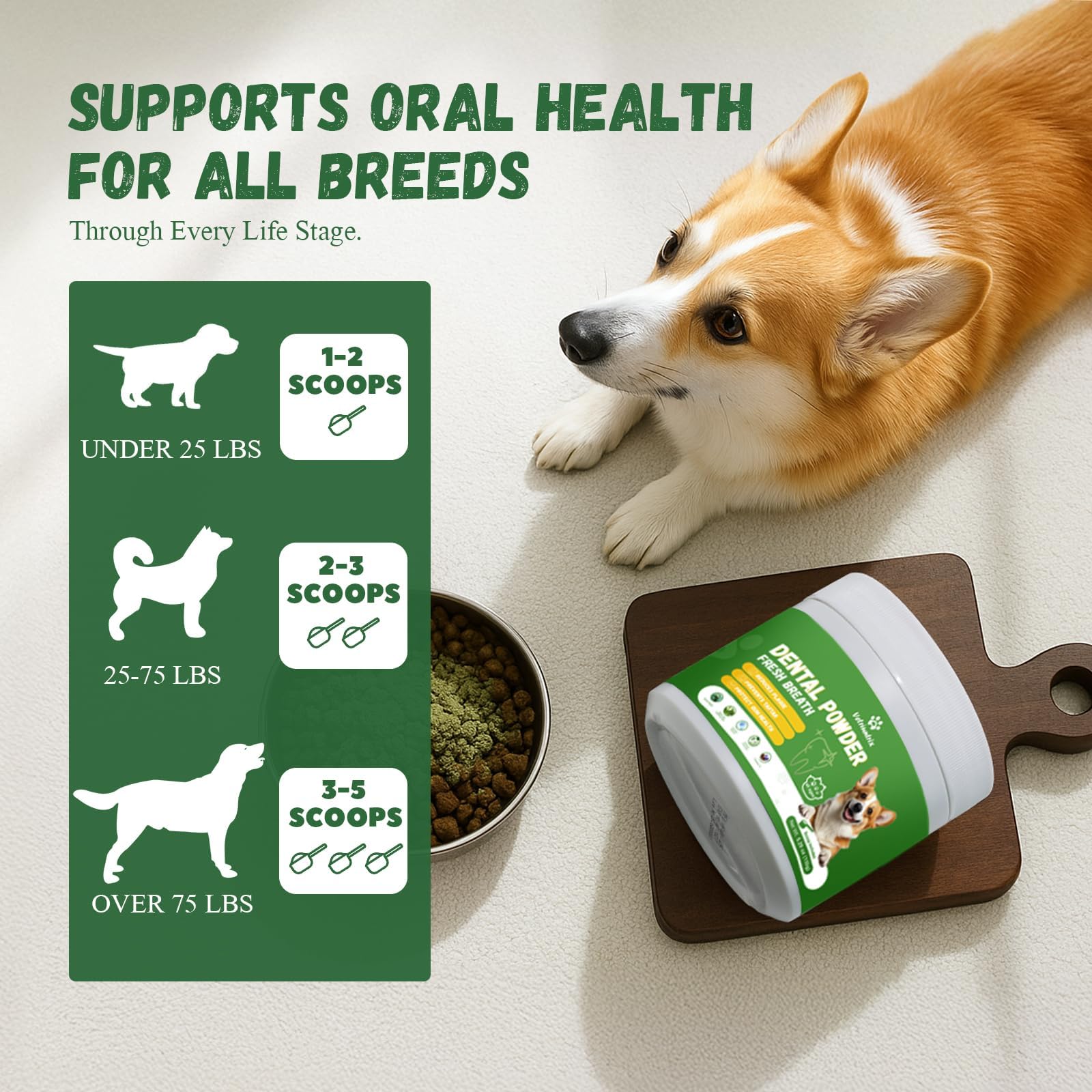 Vetriuntrix Dog Dental Powder, Dental Powder for Dogs Teeth Cleaning and Breath Fresh, Dog Teeth Cleaning Powder with Natural Plants Ingredients and Postbiotics, 200g VetriuntrixAu supplements
