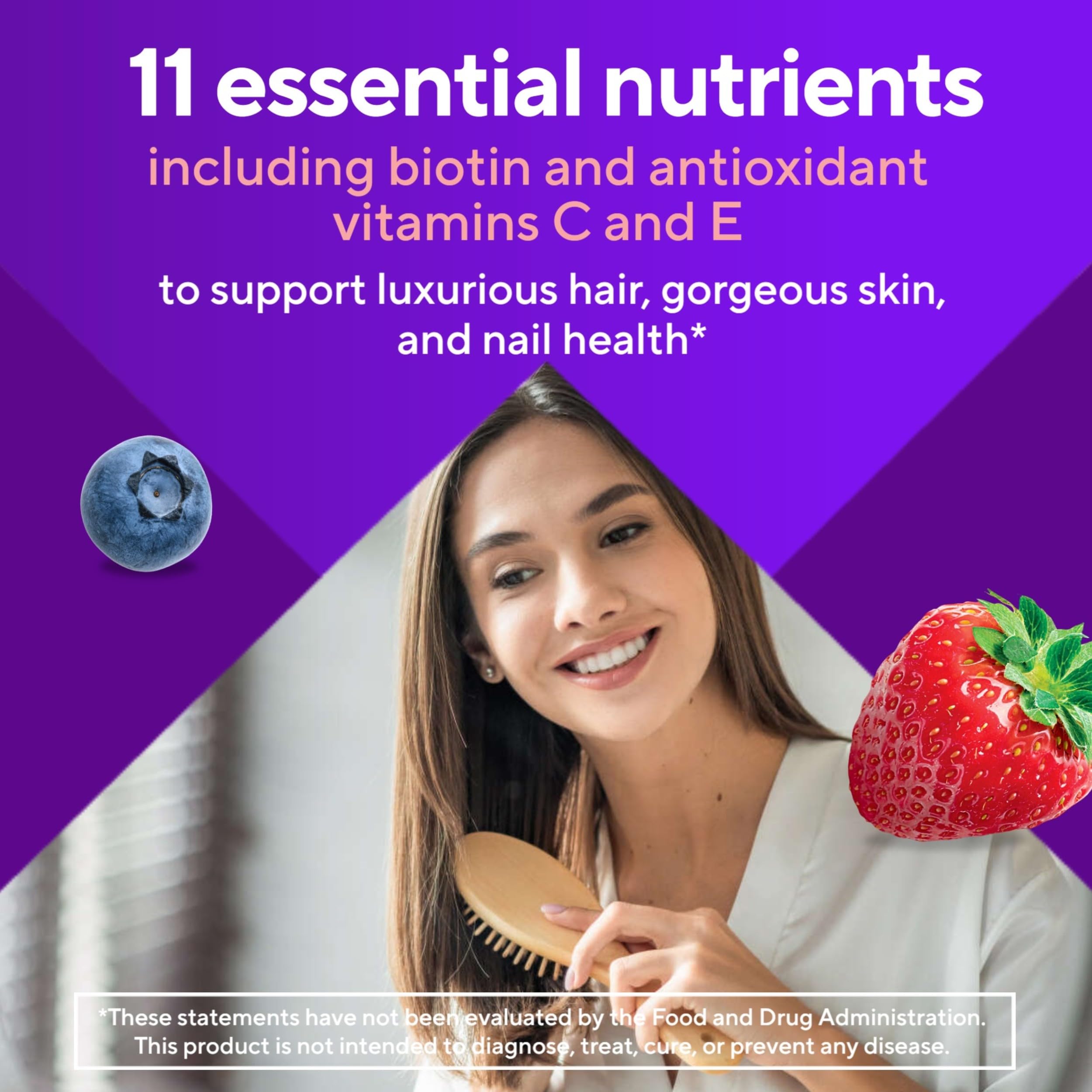 Vitafusion Gorgeous Hair, Skin & Nails Multivitamin Gummy Vitamins, plus Biotin and Antioxidant vitamins C&E, Raspberry Flavor VitafusionAu supplements
