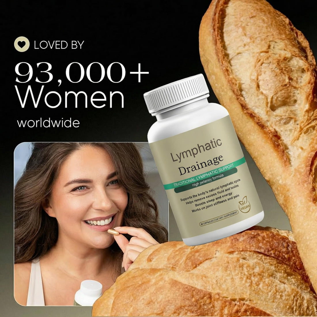 Megacephalus Lymphatic Drainage Capsules - New Maximum Potency Formula with Dandelion Extract, Cleavers Extract, Natural Ingredients, Vegan & Non-GMO, 60 Capsules (1) MegacephalusAu supplements