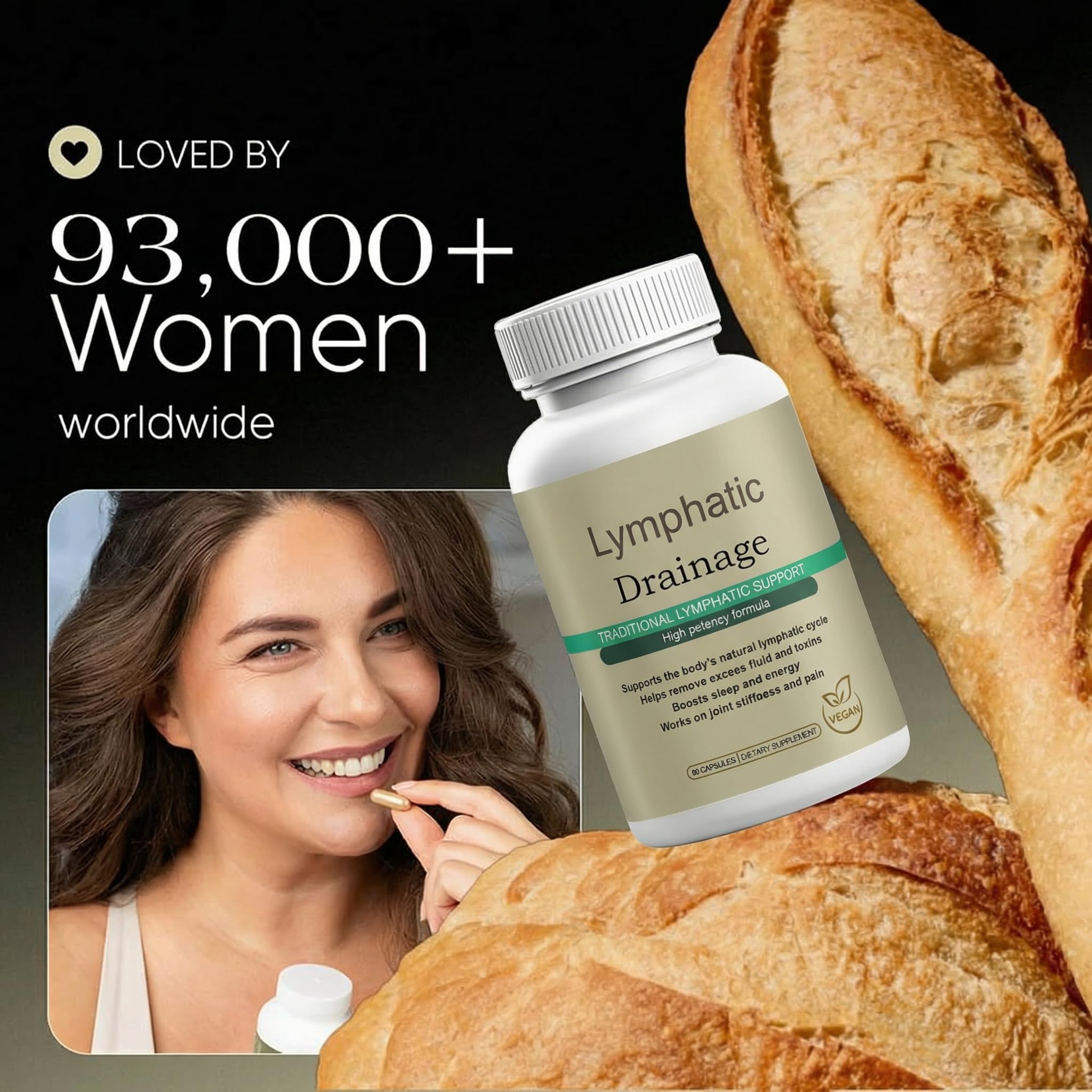 Megacephalus Lymphatic Drainage Capsules - New Maximum Potency Formula with Dandelion Extract, Cleavers Extract, Natural Ingredients, Vegan & Non-GMO, 60 Capsules (1) MegacephalusAu supplements