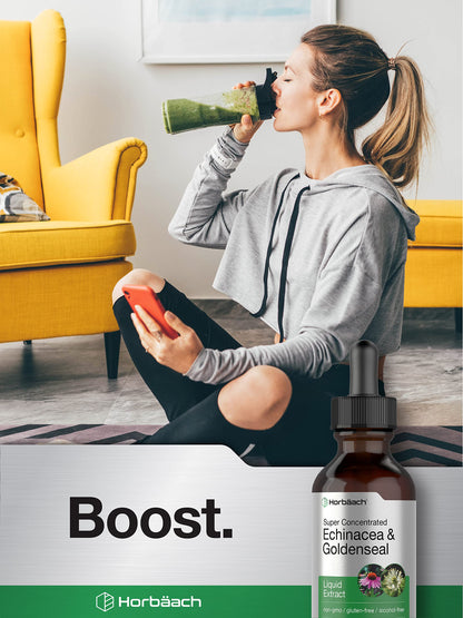 Echinacea Goldenseal Liquid Extract | 2 fl oz | Alcohol Free Tincture Drops | Vegetarian HorbäachUS supplements