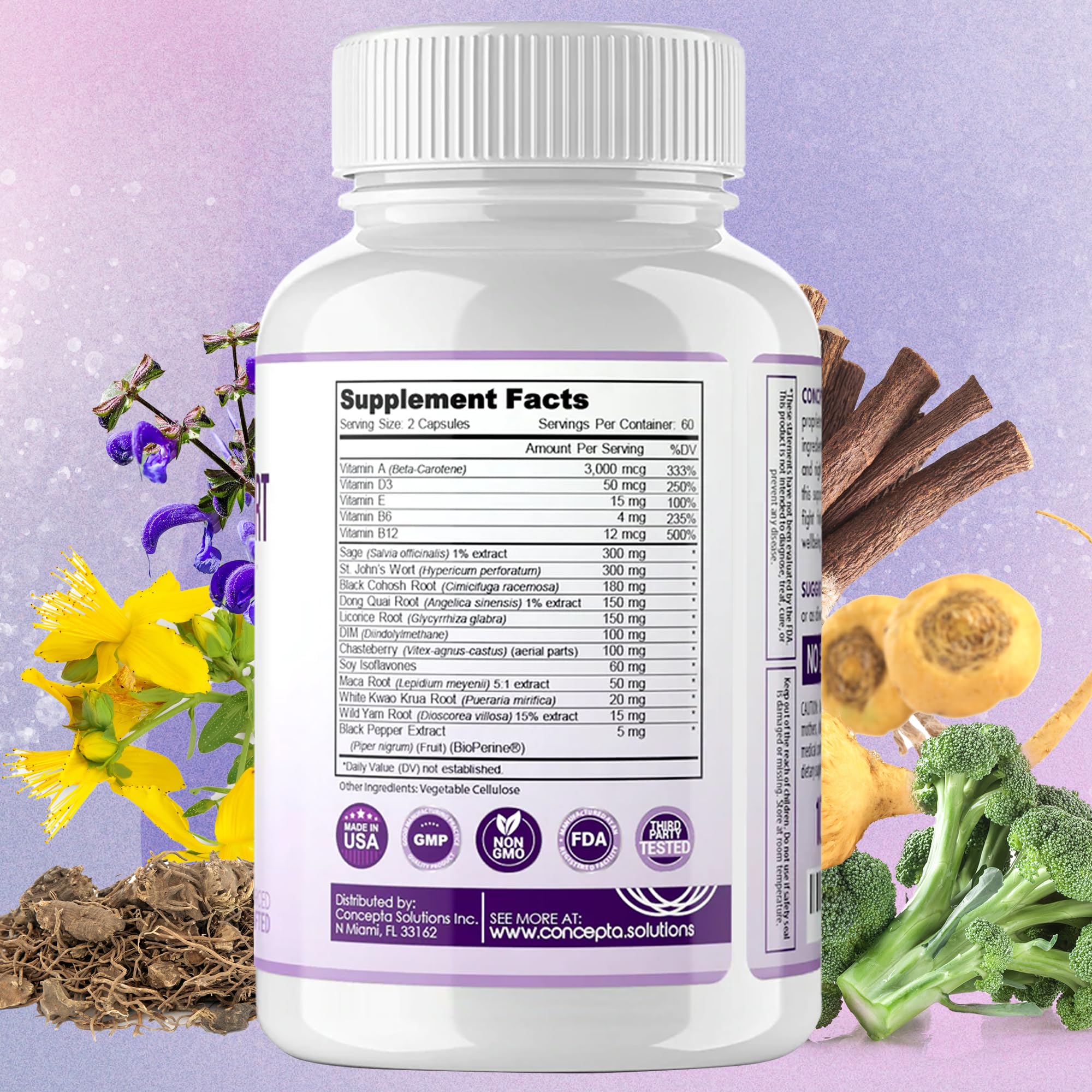 Concepta Solutions Menopause Support - Menopause Relief and Weight Management Support - for Hot Flashes, Night Sweats Relief and Energy - 120 Capsules - Made in USA Concepta SolutionsAu supplements