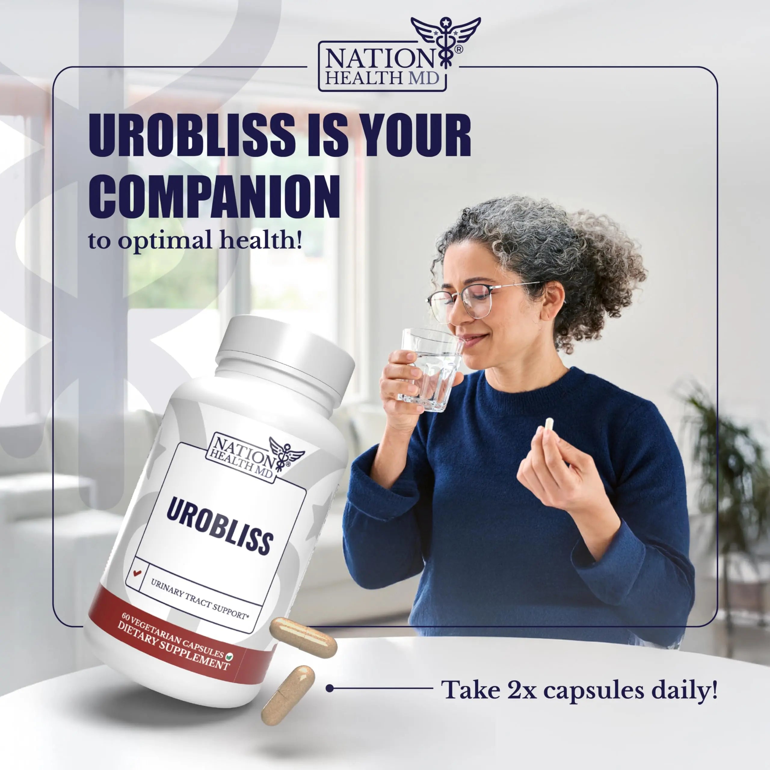 NATION HEALTH MD UroBliss Formula for Urinary Tract Support - D Mannose 1000mg Capsules with Cranberry Extract for Feminine Care and UTI-Health, 60 Capsules NATION HEALTH MDAu supplements