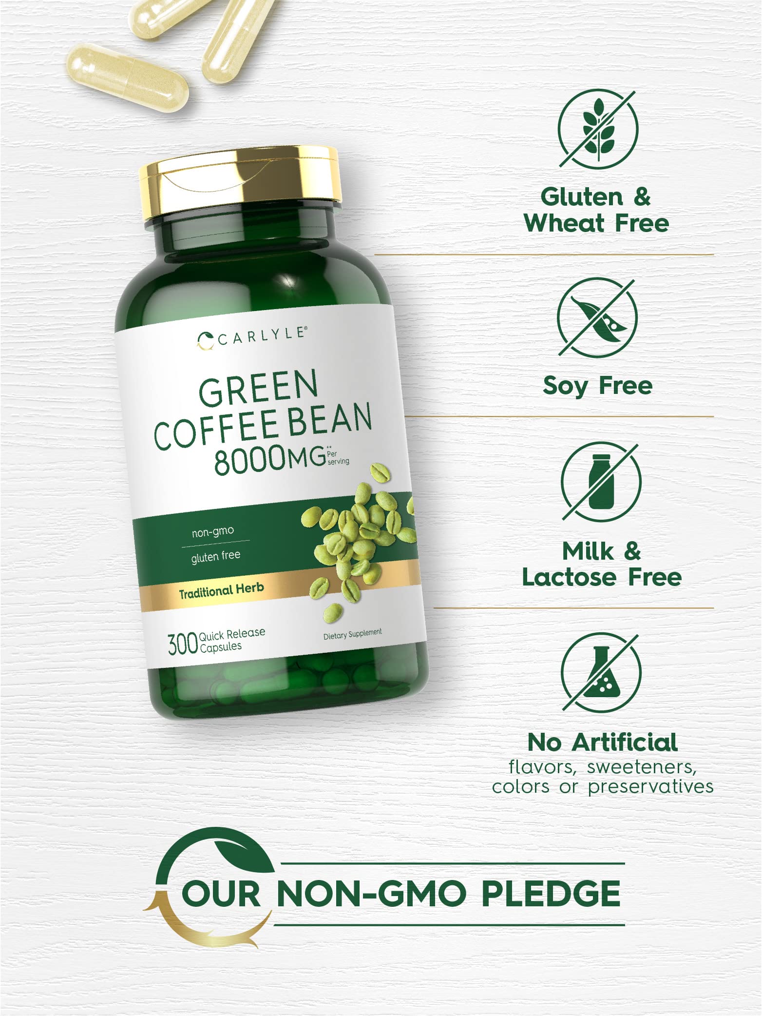 Carlyle Green Coffee Bean Extract | 8000 mg | 300 Capsules | Non-GMO and Gluten Free CarlyleUS supplements