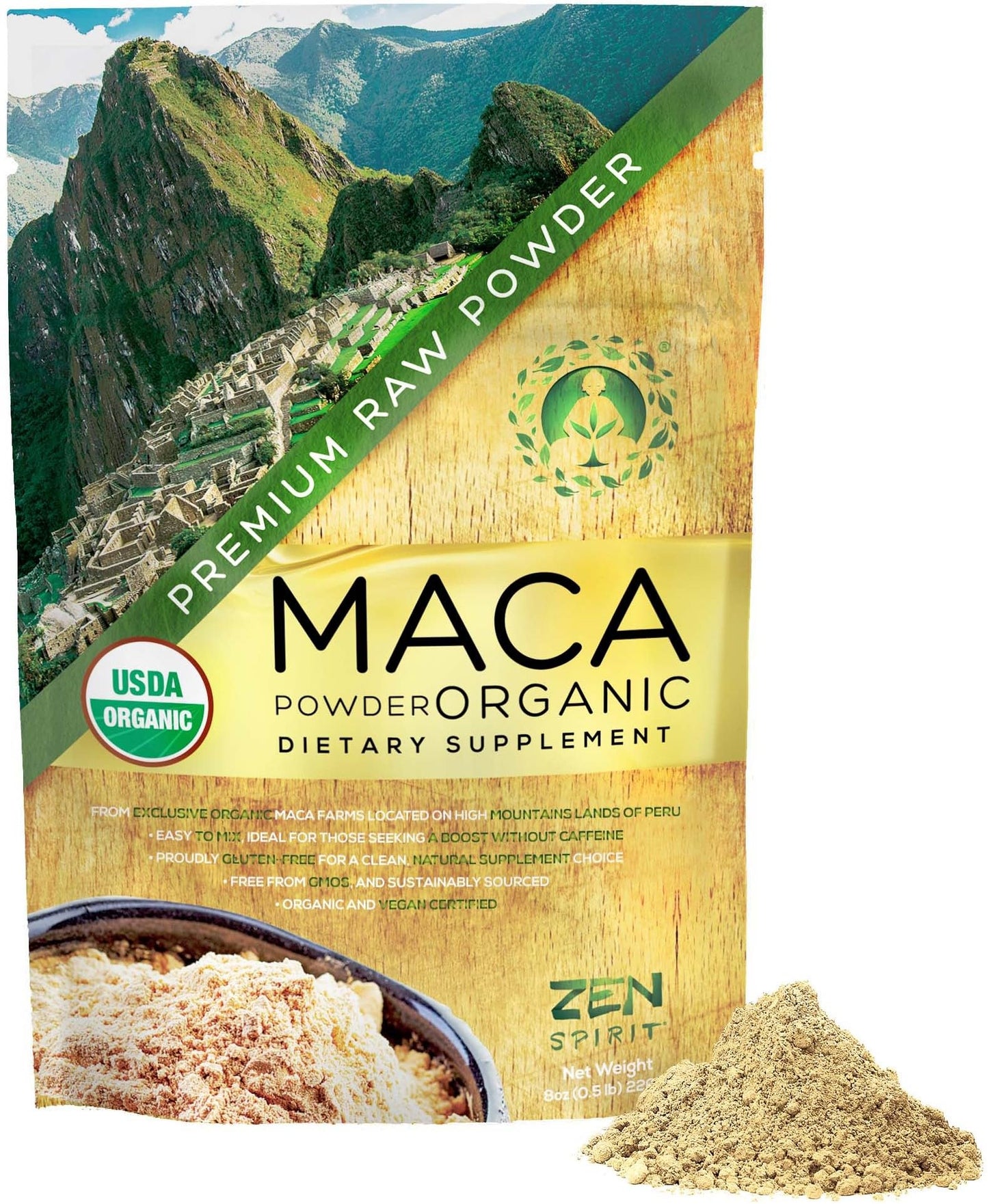 Zen Spirit Maca Root Powder Organic - Peruvian Root Premium Grade Superfood (Raw) - USDA & Vegan Certified - 1 Bag (8oz) Zen SpiritUS supplements