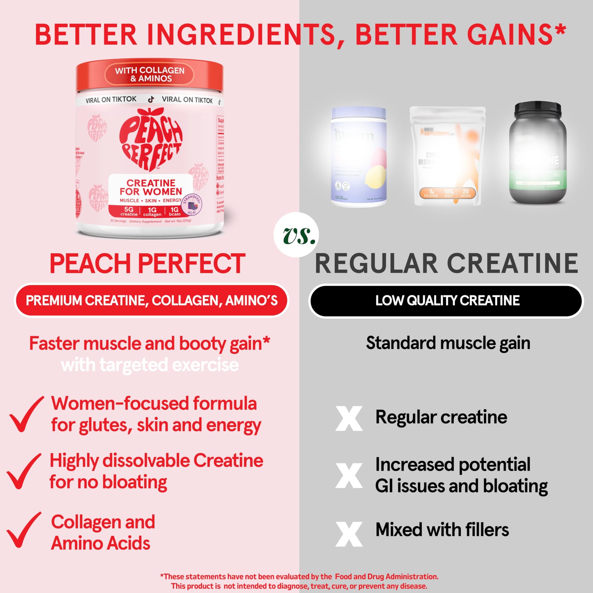 Peach Perfect Creatine Blend for Women – Micronized Creatine Monohydrate with BCAA & Collagen for Glute Strength Support – Strawberry Acai – 30 Servings Peach PerfectAu supplements