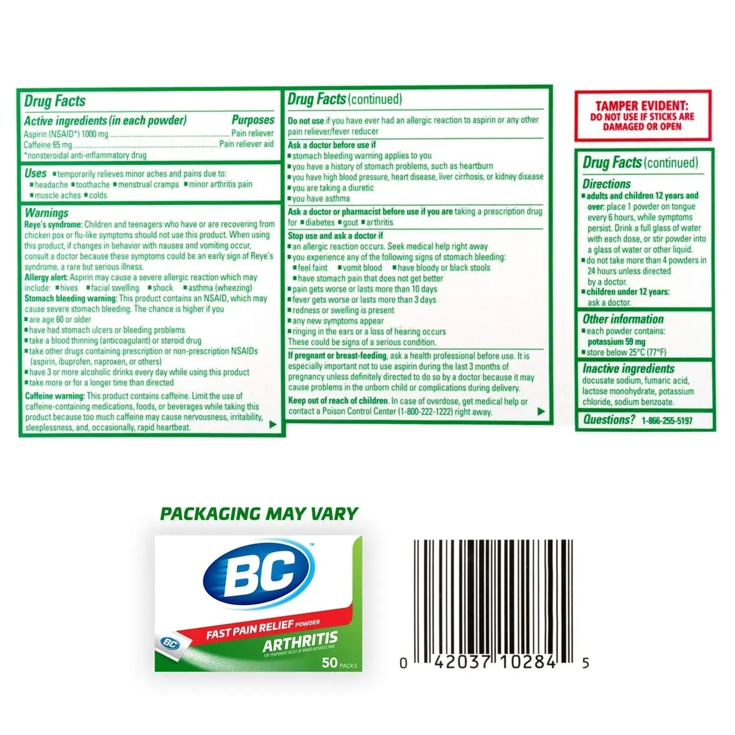 BC Powder Arthritis Pain Reliever, Aspirin Dissolve Packs, 50 Count Powder Packets BCAu supplements
