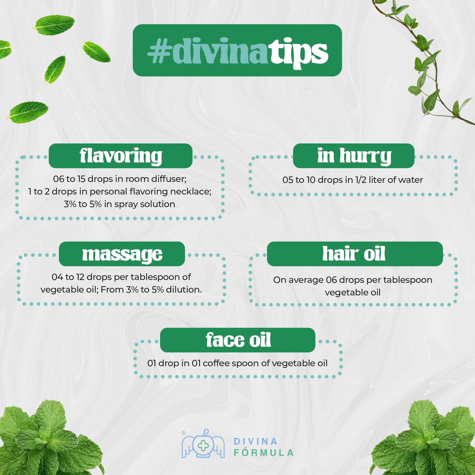 Divina Fórmula - 100% Pure Peppermint Essential Oil - Aromatherapy Oils, Essential Oils - Oil for Massage Divina FÓrmulaAu supplements