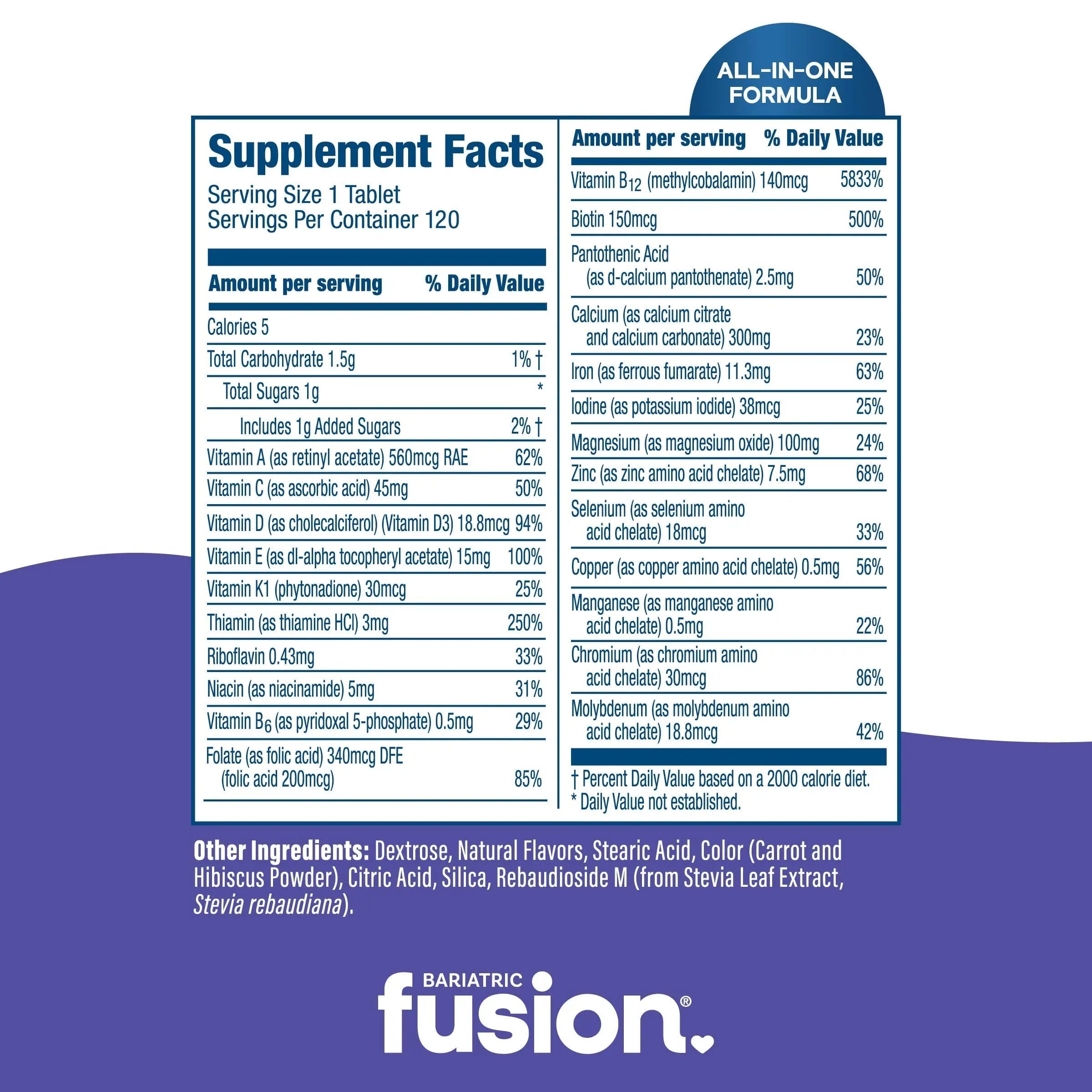 Bariatric Fusion Very Berry Complete Chewable Bariatric Multivitamin with Iron and Vitamin K for Bariatric Surgery Patients Including Bariatric FusionAu supplements