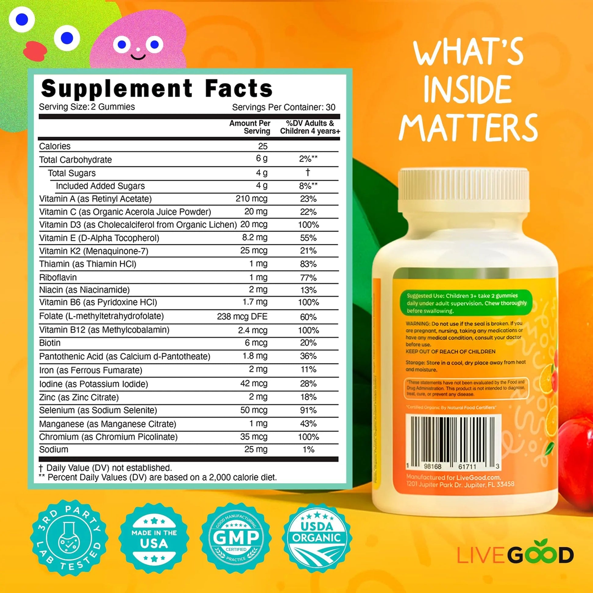 LIVEGOOD Organic Children’s Multivitamin Gummies, Kids Multivitamin, Vitamin D for Toddlers and Children, Organic Kids Chewable Vitamins for Immunity LIVEGOODAu supplements