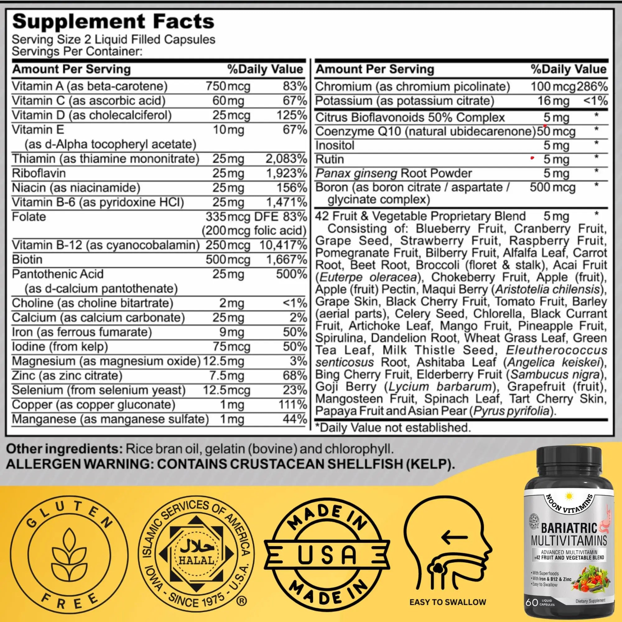 Bariatric Multivitamin with Iron for Women & Men - All-in-One 42 Superfood Blend for Energy & Immune Support - Post-Surgery Recovery NOON VITAMINSAu supplements