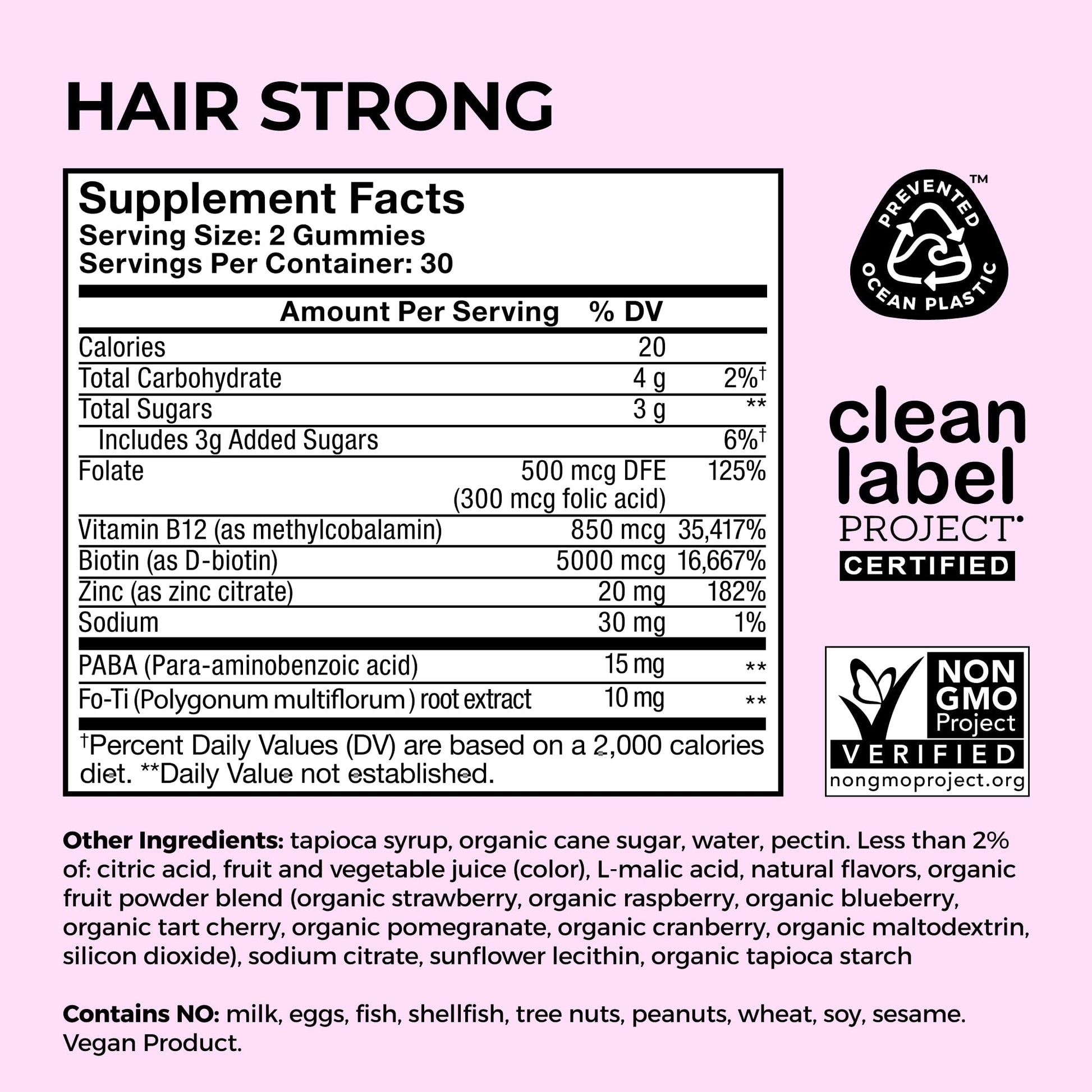 HUM Hair Strong Daily Hair Growth Gummies with Biotin, Zinc, Vitamin B12 to Support Growth, Folic Acid & Vitamin B12 Gummy Vitamins for Healthy Hair Support for Women and Men, 60 Gummies HUMAu supplements