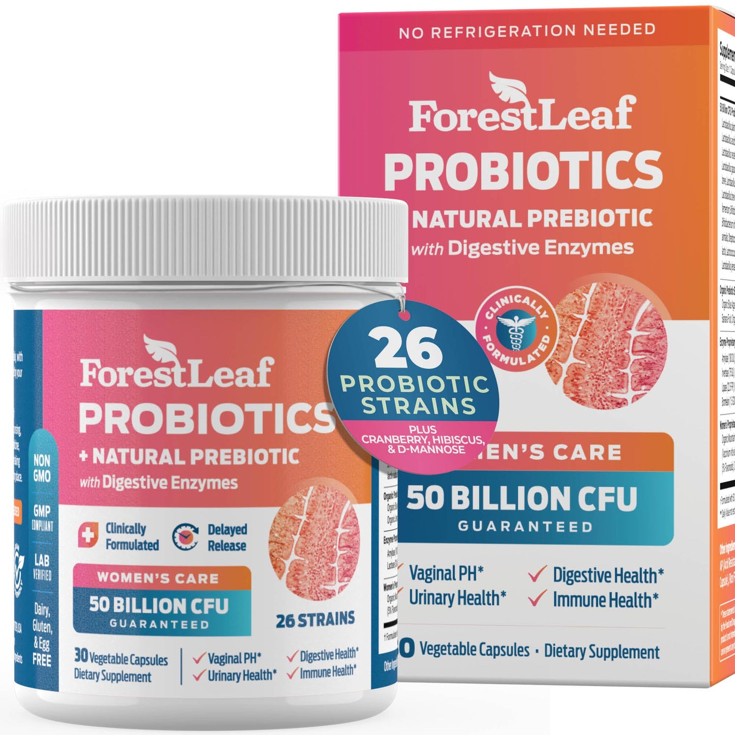 ForestLeaf Womens Probiotic 50 Billion CFU with Organic Prebiotics, Digestive Enzymes ForestLeafUS supplements