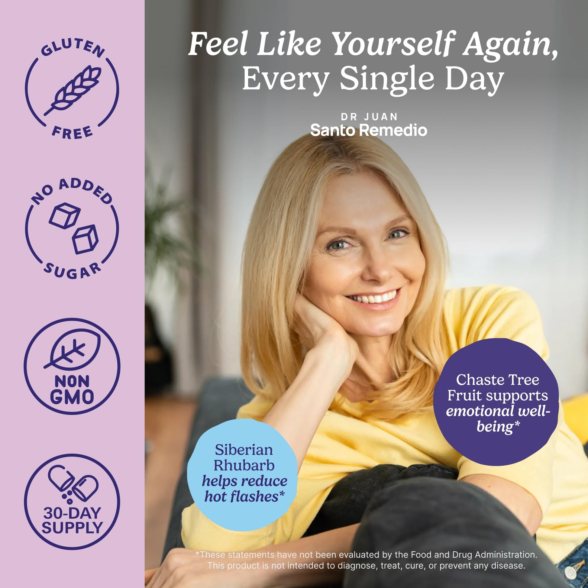 Santo Remedio Hormonal Balance for Women | Menopause Support for Hot Flashes, Night Sweats & Mood Swings | Hormone-Free Formula with Siberian Rhubarb, Chaste Tree & DIM | Doctor Juan Rivera Product Santo RemedioAu supplements