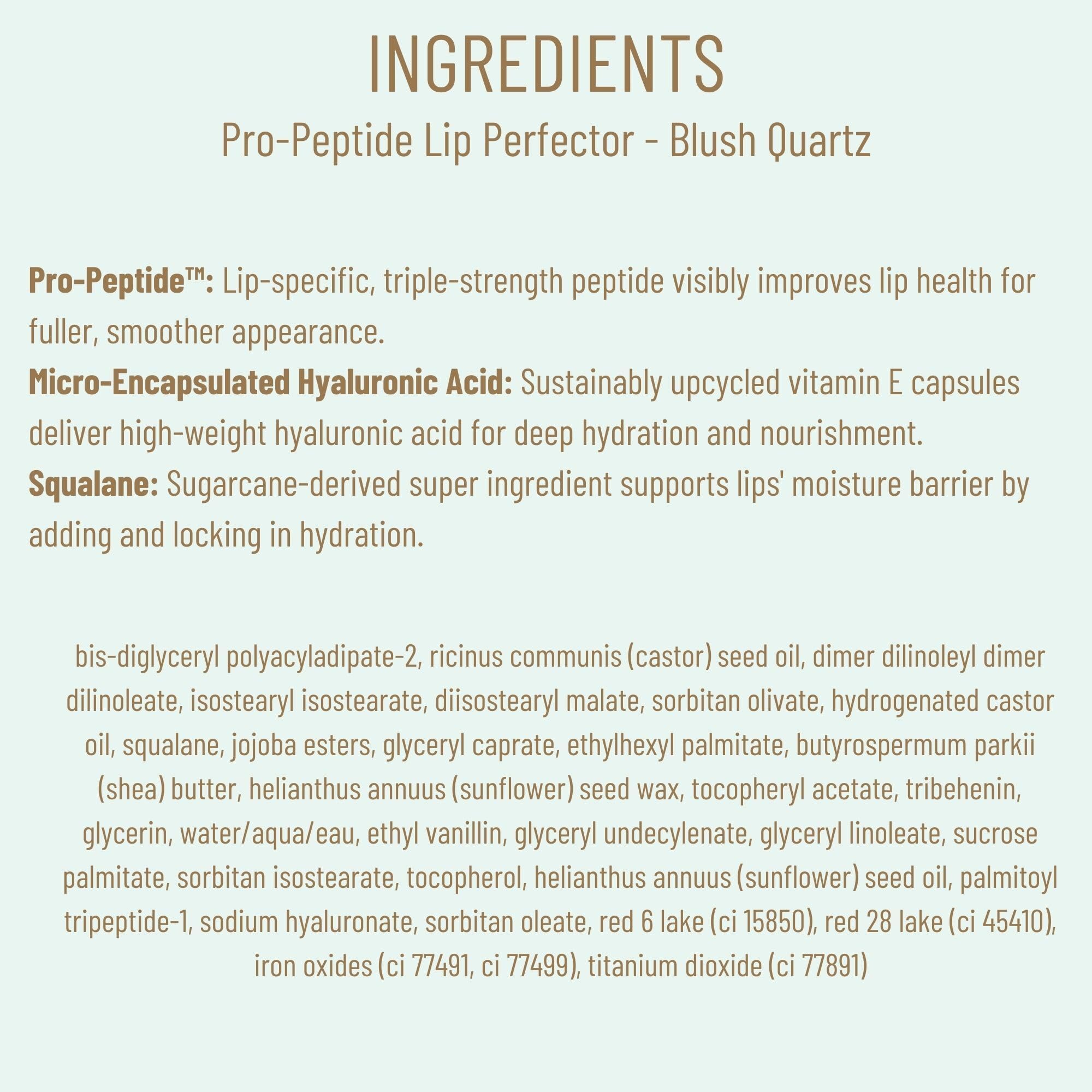 Biossance Pro-Peptide Lip Perfector – Triple-Treat Vegan Lip Balm – Deeply Hydrating with Pro-Peptides & Hyaluronic Acid – Enhances Natural Lip Color – Silky, Glossy Finish in Blush Quartz, Pink BIOSSANCEAu supplements