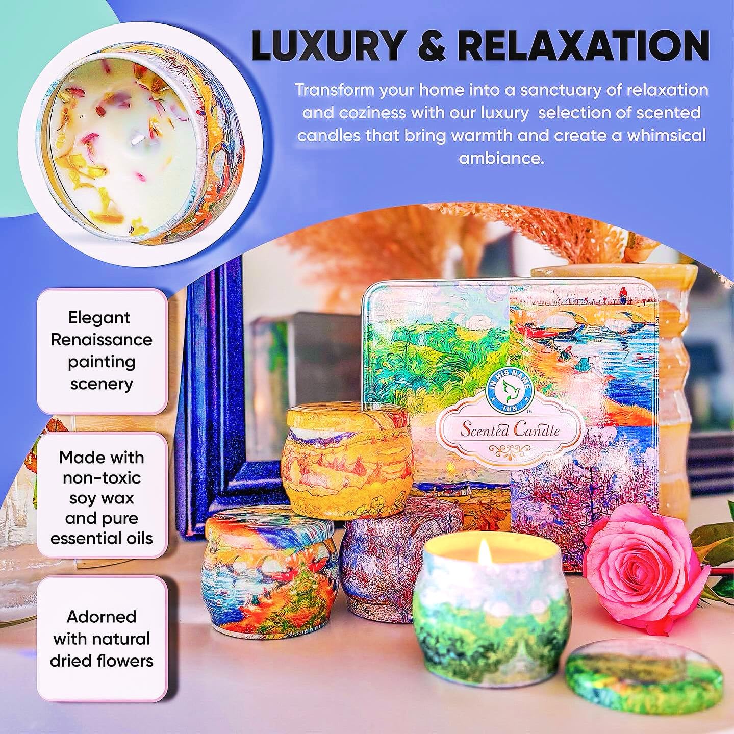 Scented Candles Gift for Women, 4 Pack, Reusable Tin Box, Luxury Candles for Home In His NameAu supplements