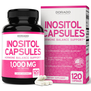 Inositol Capsules (Myo Inositol) (1000mg Per Serving 120 Capsules) Myo Inositol Supplement for Women Hormone Balance Support - Vegan Safe - Third Party Tested - Gluten Free & Made in USA (120 Count) DORADO NUTRITIONAu supplements