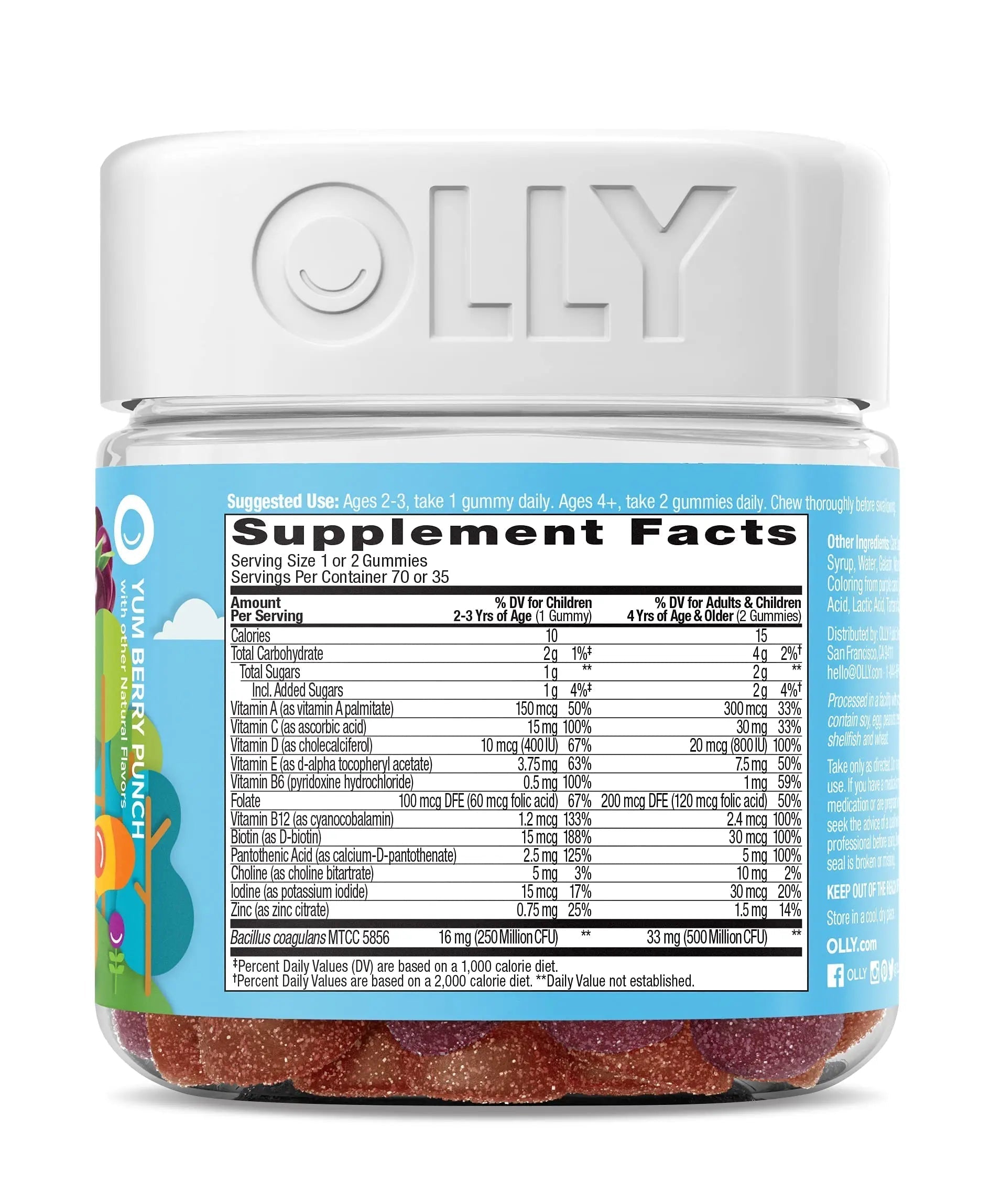 OLLY Gift, Family 2 Pack: Women's Multivitamin Gummy (90 Count), Kids Multivitamin + Probiotic Gummy (70 Count), Vitamins A, D, C, E, B, Chewable Supplement OLLYAu supplements