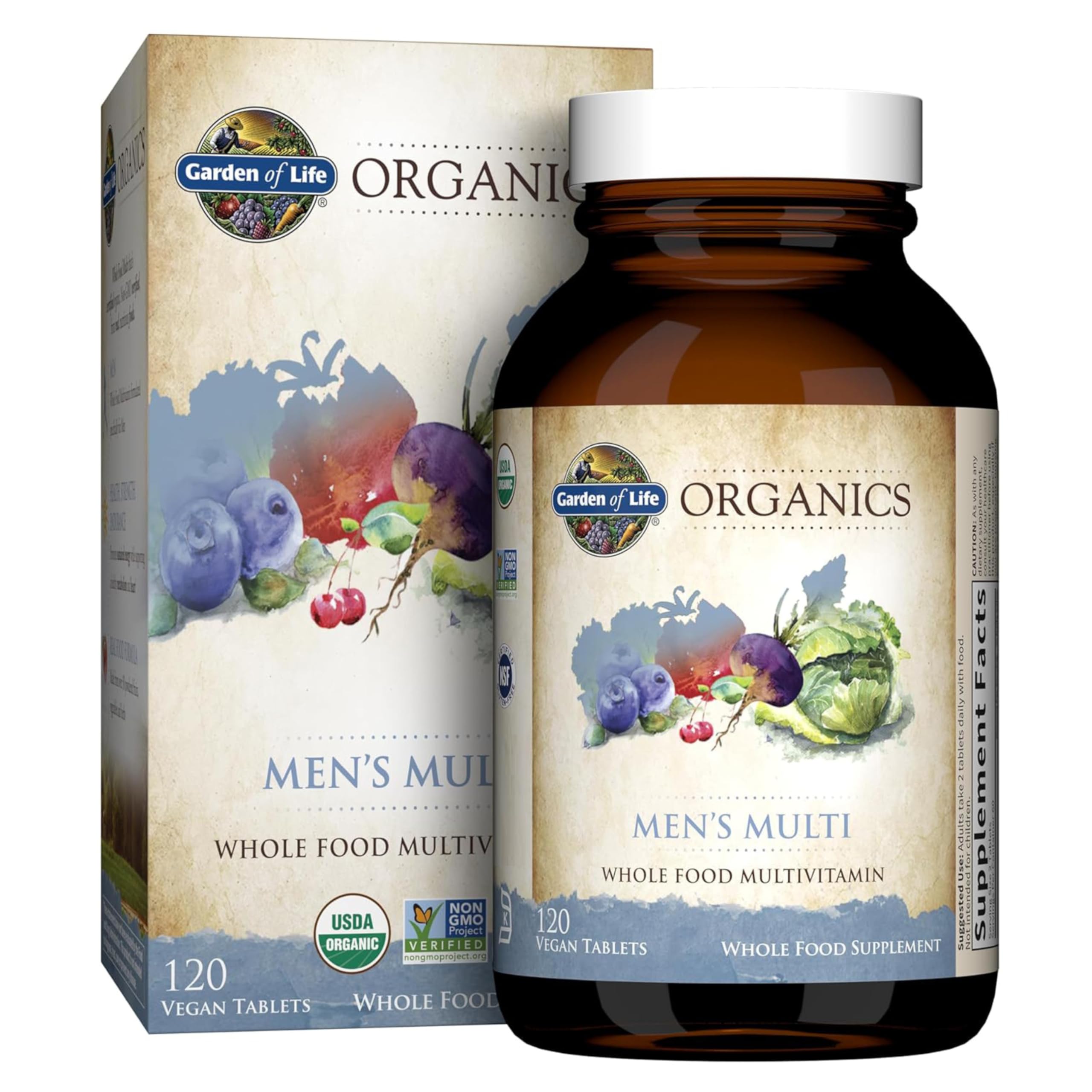Garden of Life Organics Whole Food Multivitamin for Men, 120 Tablets, Vegan Mens Vitamins and Minerals for Health and Well-Being, Certified Organic Vegan Multi Garden of LifeAu supplements