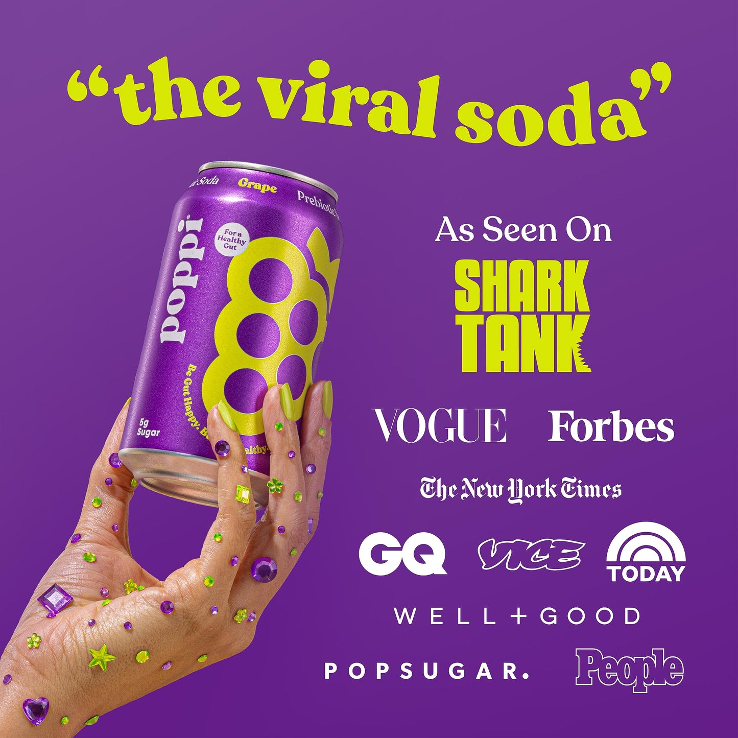 POPPI Sparkling Prebiotic Soda, Beverages w/Apple Cider Vinegar, Seltzer Water & Juice poppiUS supplements