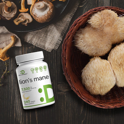 Lions Mane Mushroom Supplement, 7,500mg Per Serving, 240 Capsules – Active Fruiting DEAL SUPPLEMENTUS supplements