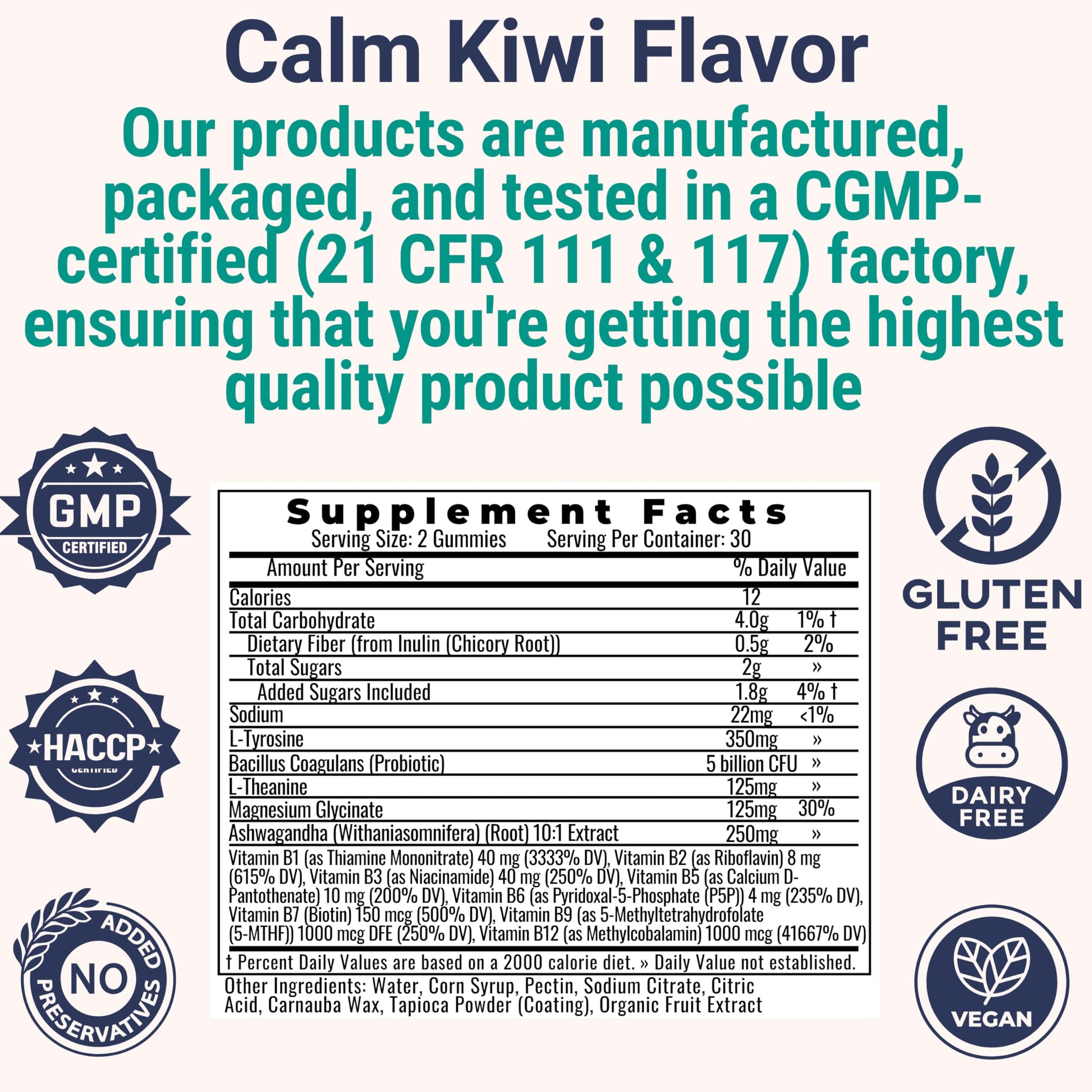 L-Tyrosine L-Theanine Methylated Vitamin B Complex Magnesium Glycinate Probiotic Fiber for Kids Adults Men Women w. Chicory Root Inulin 5-MTHF B12 P5P B6 B9 B5 B3 Powder Capsule Pill Supplement Alt SHIZAMAu supplements