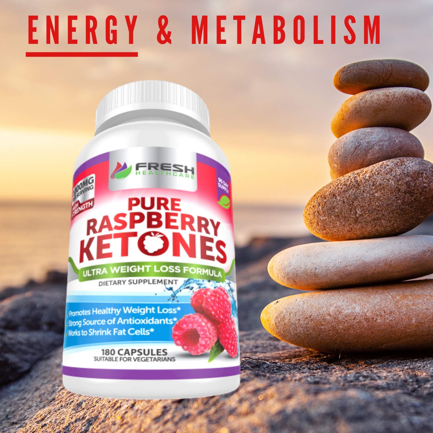 FRESH HEALTHCARE Pure 100% Raspberry Ketones Max 1000mg Per Serving - 3 Month FRESH HEALTHCAREAu supplements