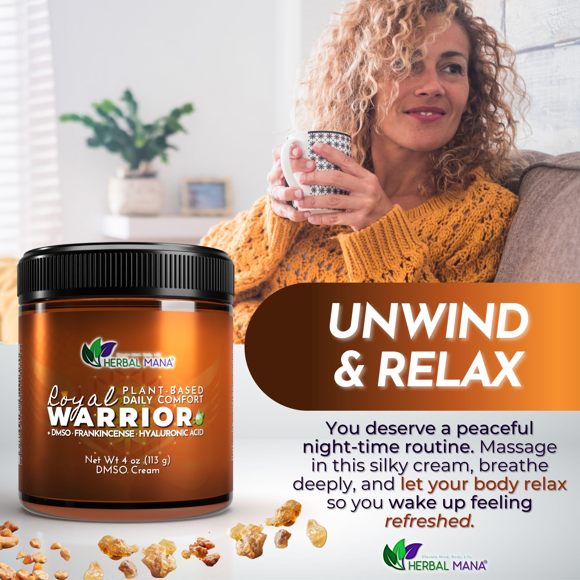 Herbal Mana Frankincense DMSO Body Cream with Magnesium & Hyaluronic Acid | Royal Warrior Herbal ManaAu supplements