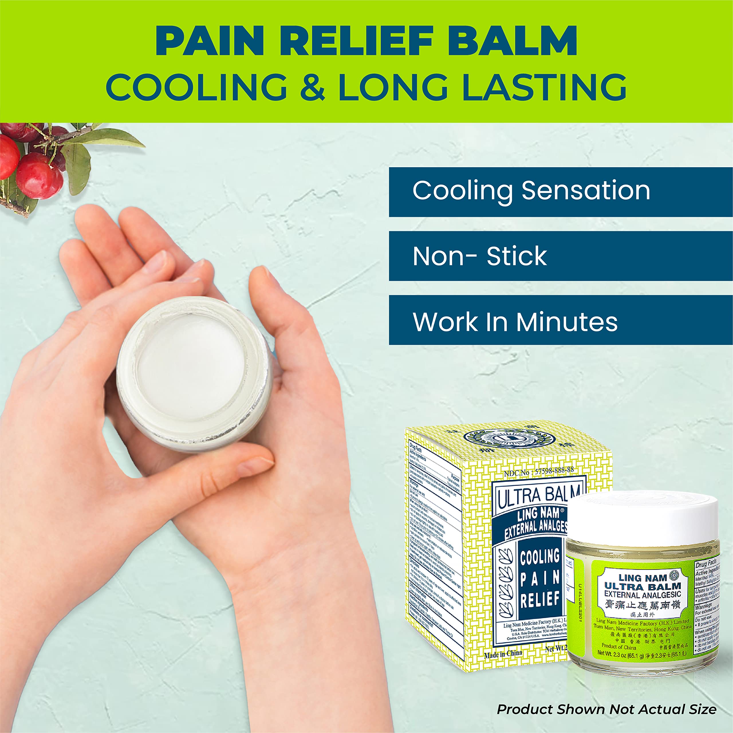 Ling Nam Ultra Balm External Analgesic, for Cooling Pain Relief Simple Backache Arthritis Strains Bruises Sprain, Muscle Pain, Muscle Soreness, 2.3oz (Pack of 3) Ling NamAu supplements