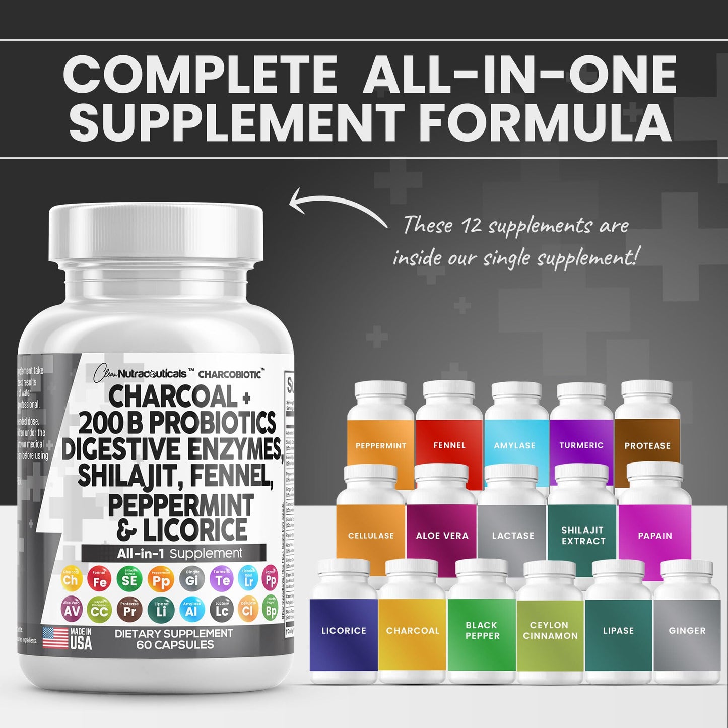 Clean Nutra Activated Charcoal Capsules 1000mg Shilajit 5000mg Pills Clean NutraceuticalsUS supplements