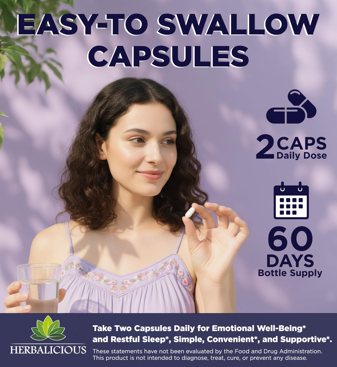 HERBALICIOUS GABA L-Theanine with Magnesium – Calm & Focus Support, Stress Relief, Relaxation + Mood Balance, Brain & Memory Support Supplement – Vitamin B6 + B12 Complex – 120 Capsules HERBALICIOUSAu supplements