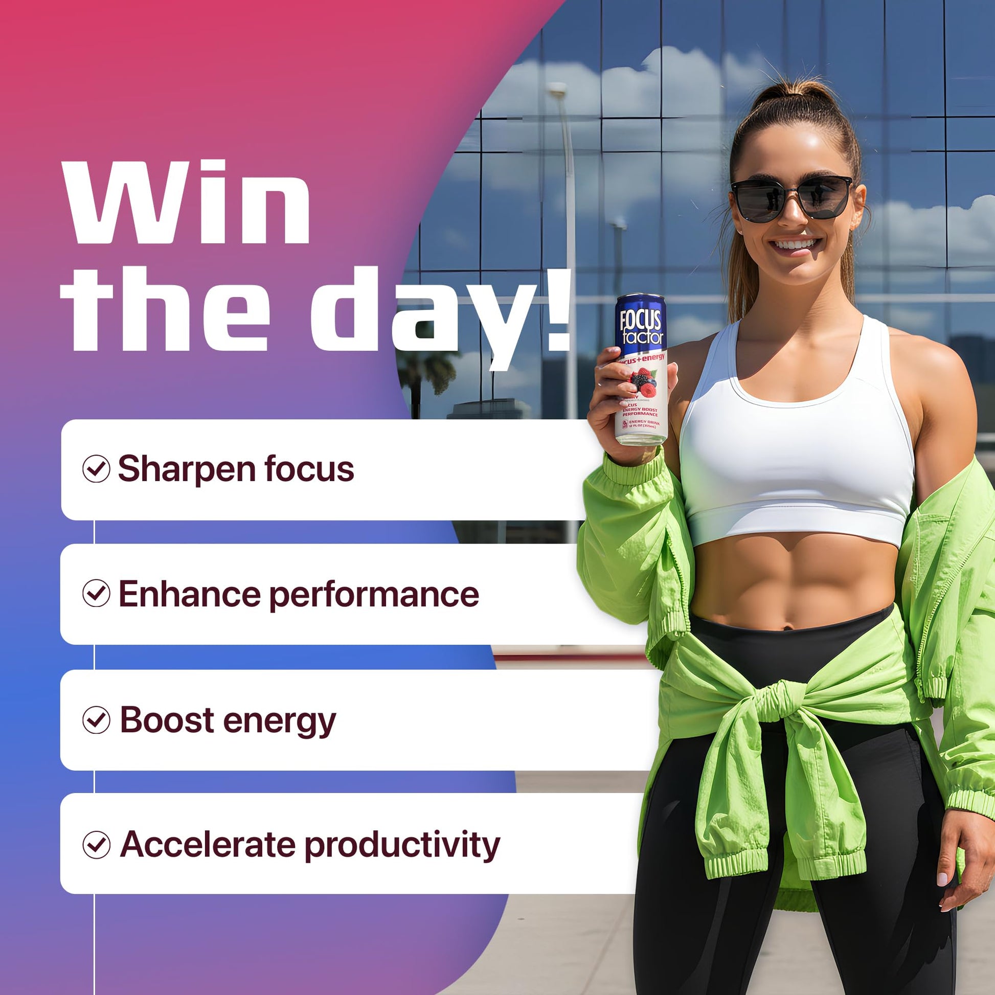 Focus Factor Energy Drink - 12 x 355ml Cans (Berry Flavour) - with Focus + Energy - Lightly Carbonated, Sugar Free, Low Calorie with Vitamin B6 & Vitamin B12 Focus FactorAu supplements