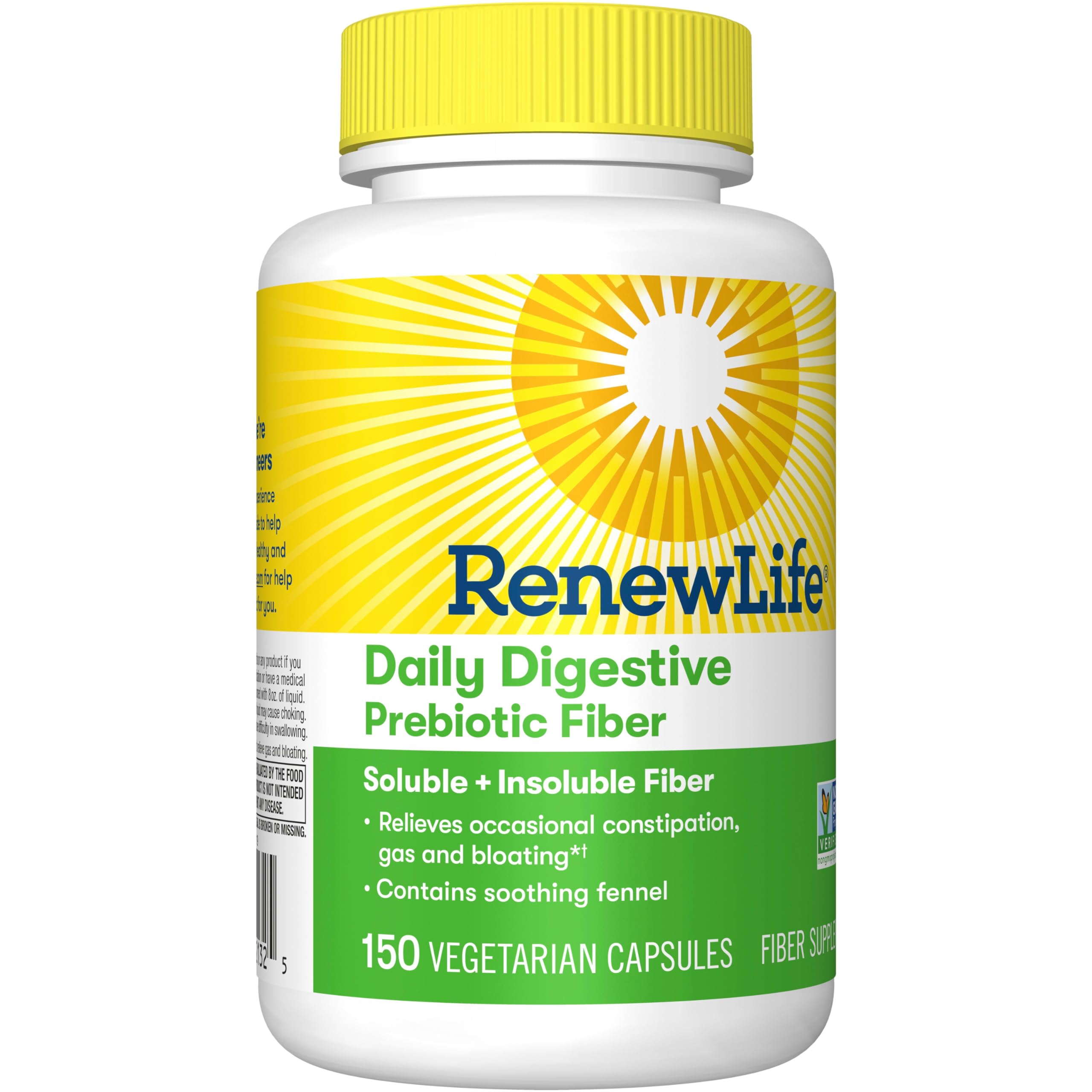 Renew Life Adult Daily Digestive Prebiotic Fiber, 150 Vegetarian Capsules Renew LifeUS supplements