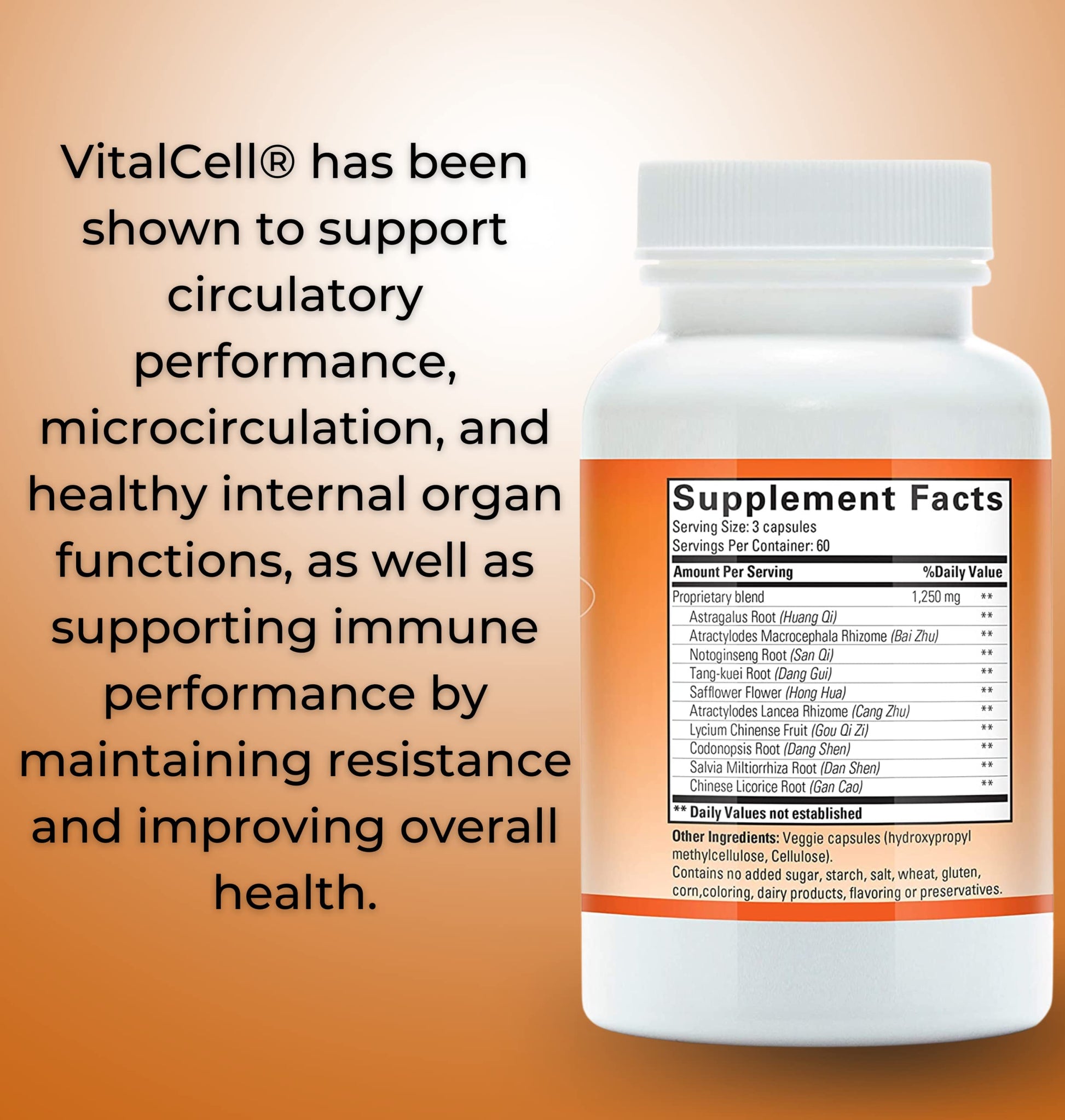 Vital Cell Natural Anti-Aging Supplement for Men and Women, Supporting Circulation and Healthy Organ Function (180 Vegetarian Capsules) TangoAu supplements