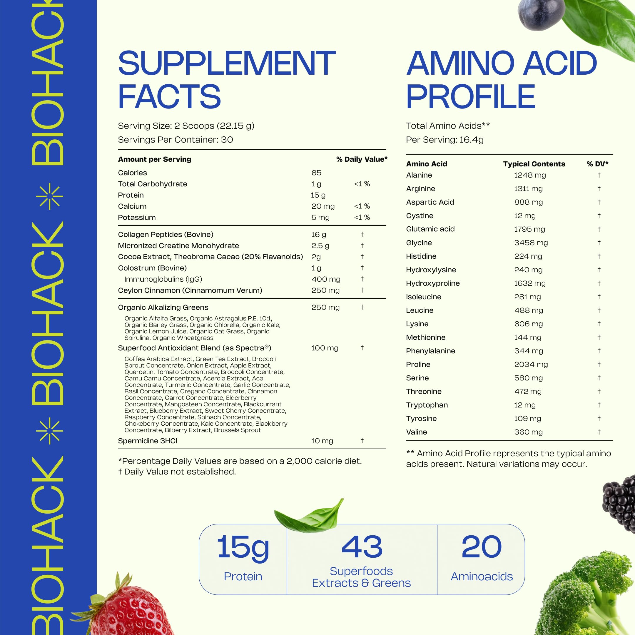 LevelUp Biohack Ageless: Colostrum Collagen Superfoods Antioxidants Spermidine Amino Acids Creatine for Women and Men, Total Body Rejuvenation (Dark Chocolate Cinnamon) LevelUpAu supplements