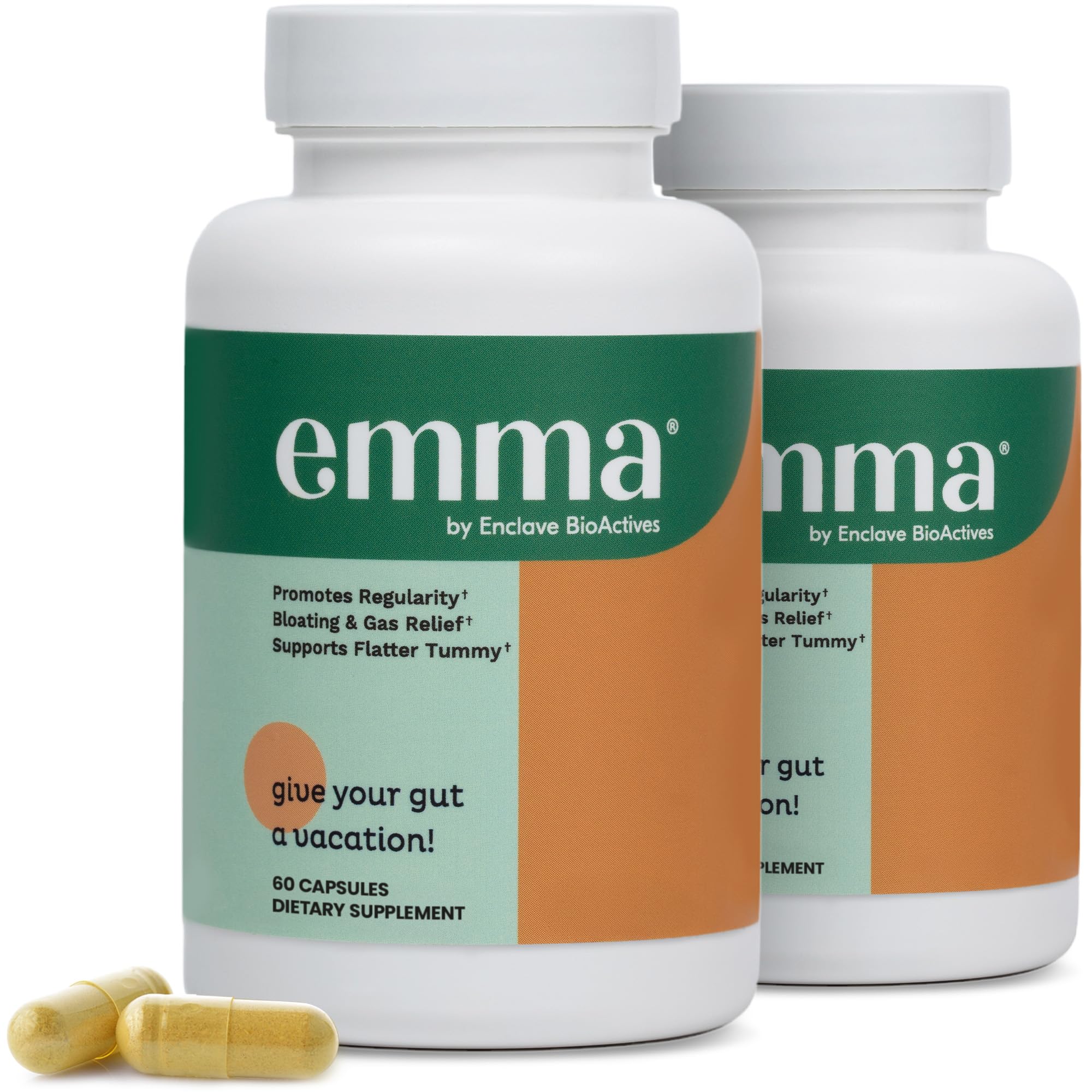 Emma Gut Health - 2 Pack - Gas and Bloating Relief, Constipation, Leaky Gut Repair - Gut Cleanse & Restore Digestion - Regulate Bowel Movement. Probiotics and Laxative Alternative, 120 Capsules EmmaAu supplements