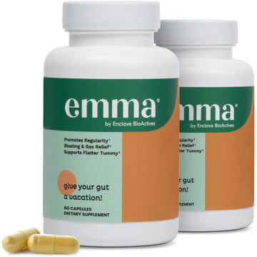 Emma Gut Health - 2 Pack - Gas and Bloating Relief, Constipation, Leaky Gut Repair - Gut Cleanse & Restore Digestion - Regulate Bowel Movement. Probiotics and Laxative Alternative, 120 Capsules EmmaAu supplements