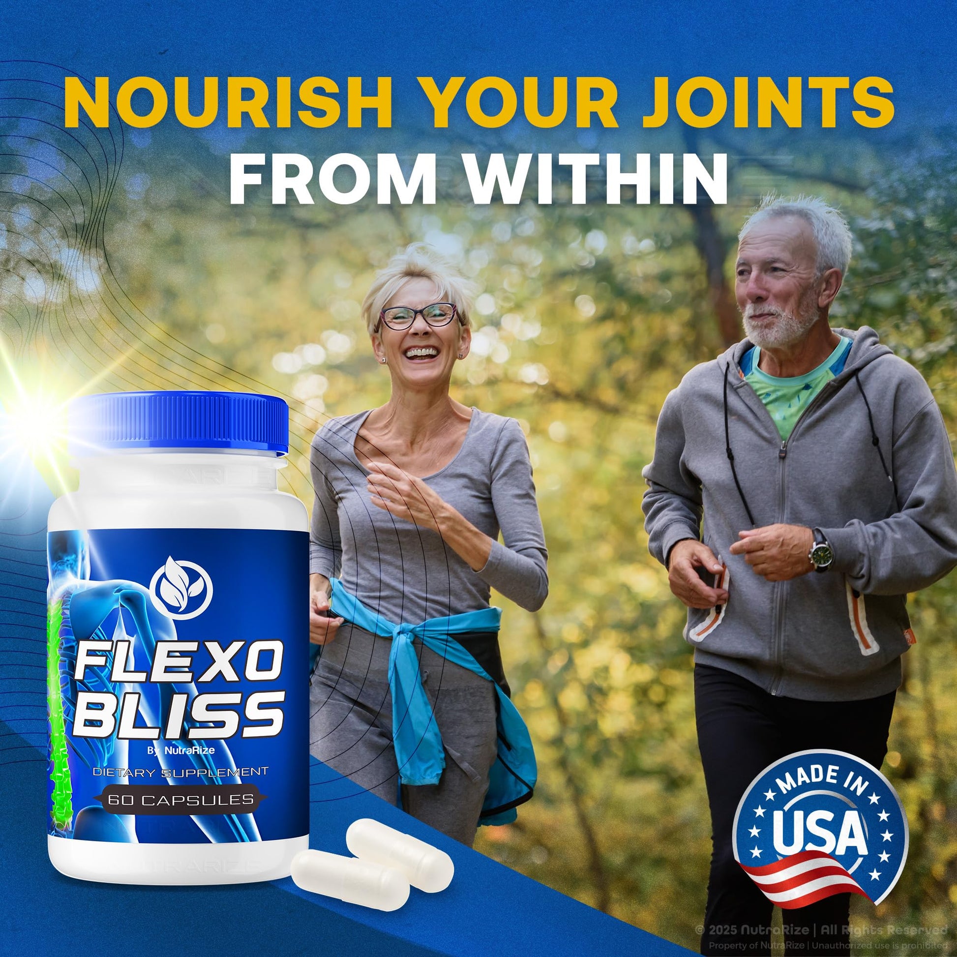 NutraRize Flexo Bliss, FlexoBliss Joint Health Support, All-Natural Supplement to Support Flexibility and Full Range of Motion, Official Flexo Bliss Reviews (60 Capsules) NutraRizeAu supplements