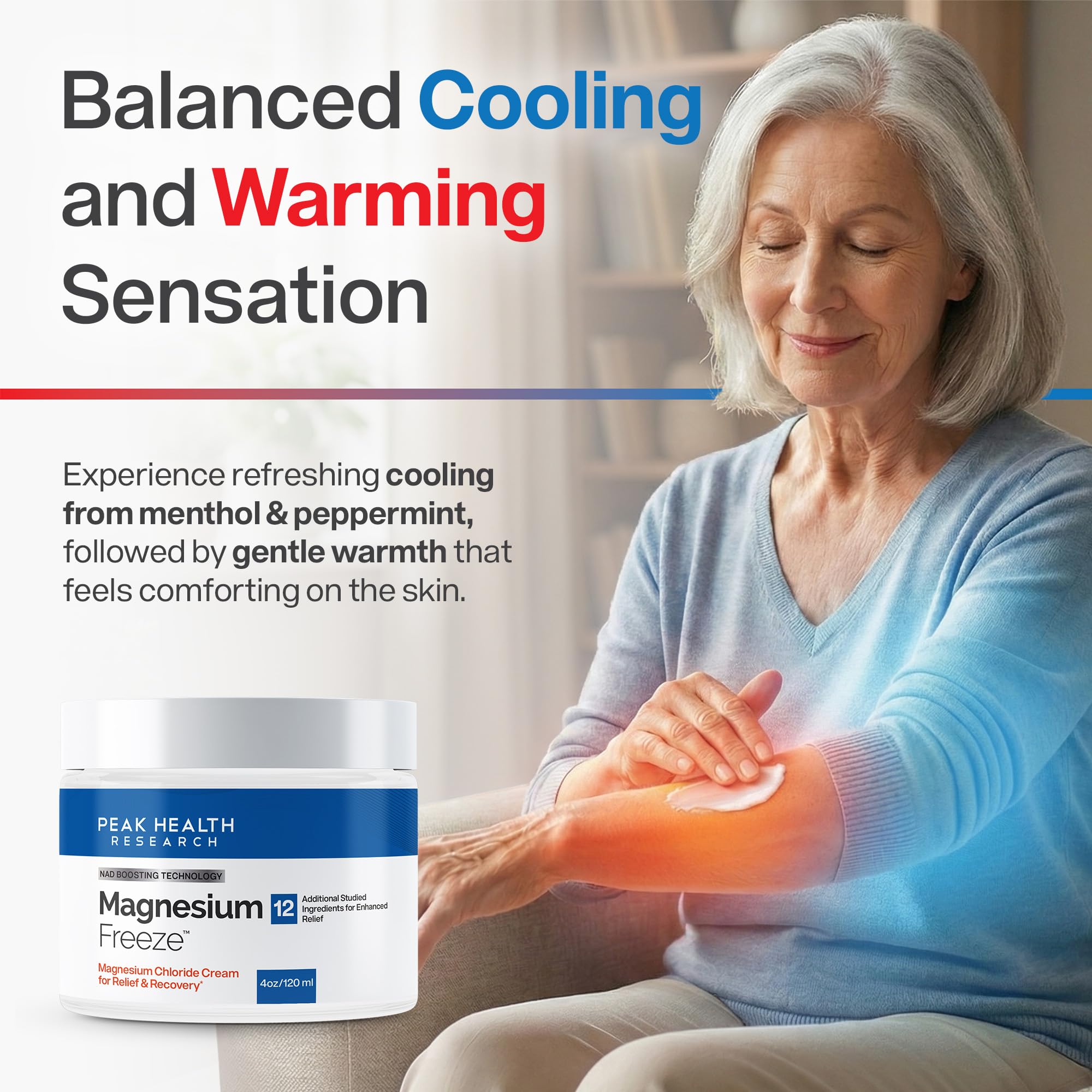 Magnesium Freeze - Topical Magnesium Cream with Niacinamide for Joints, Low Back, Sciatic Nerve, Knee, Hip, & Foot - Fast Acting Cooling Formula - Lightweight, Non-Greasy - 4oz OsteoShieldAu supplements