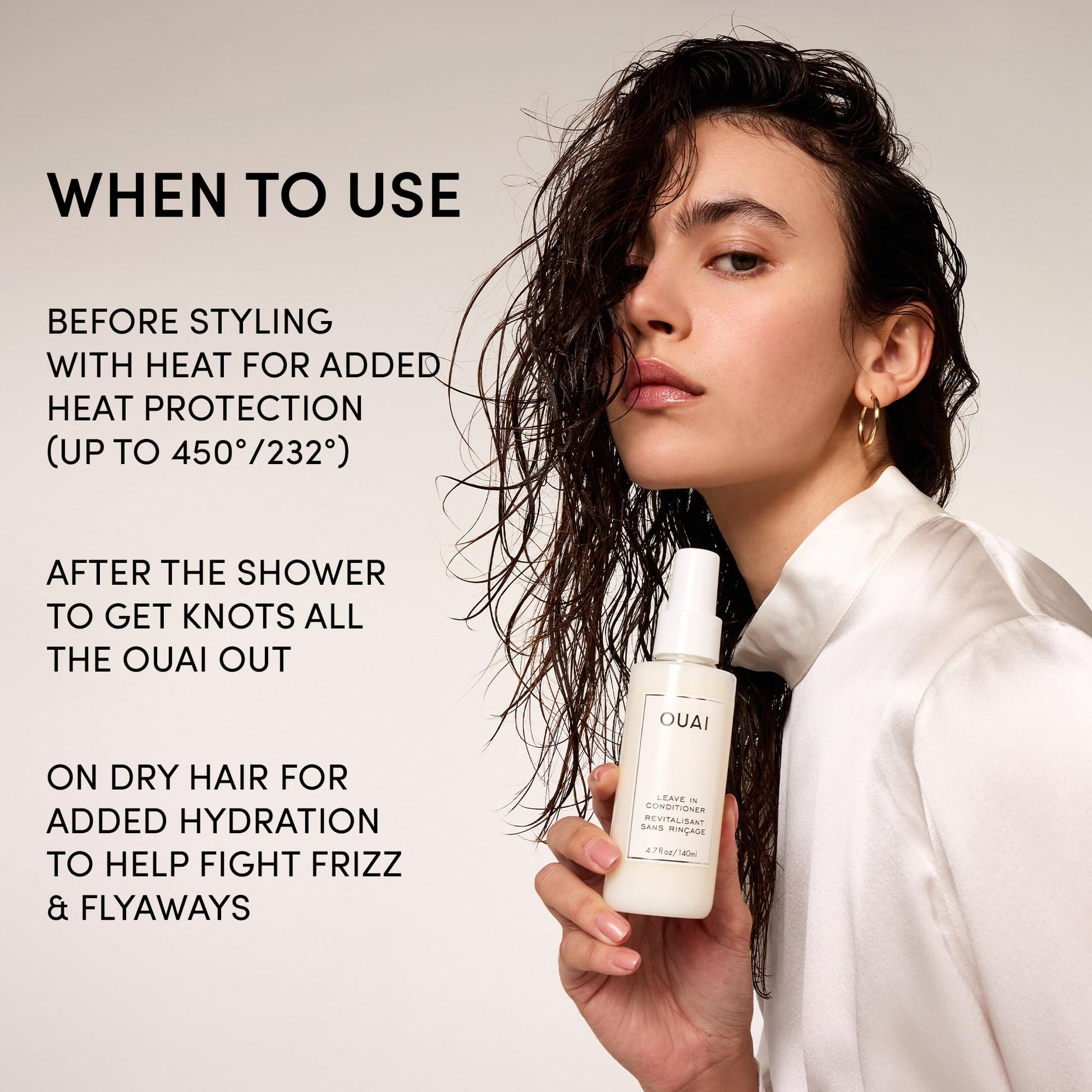 OUAI Leave In Conditioner & Heat Protectant for Hair - Prep Hair for Styling or Use as Detangling Spray to Fight Frizz & Flyaways - No Parabens, Sulfates or Phthalates (4.7 oz) OUAIAu supplements