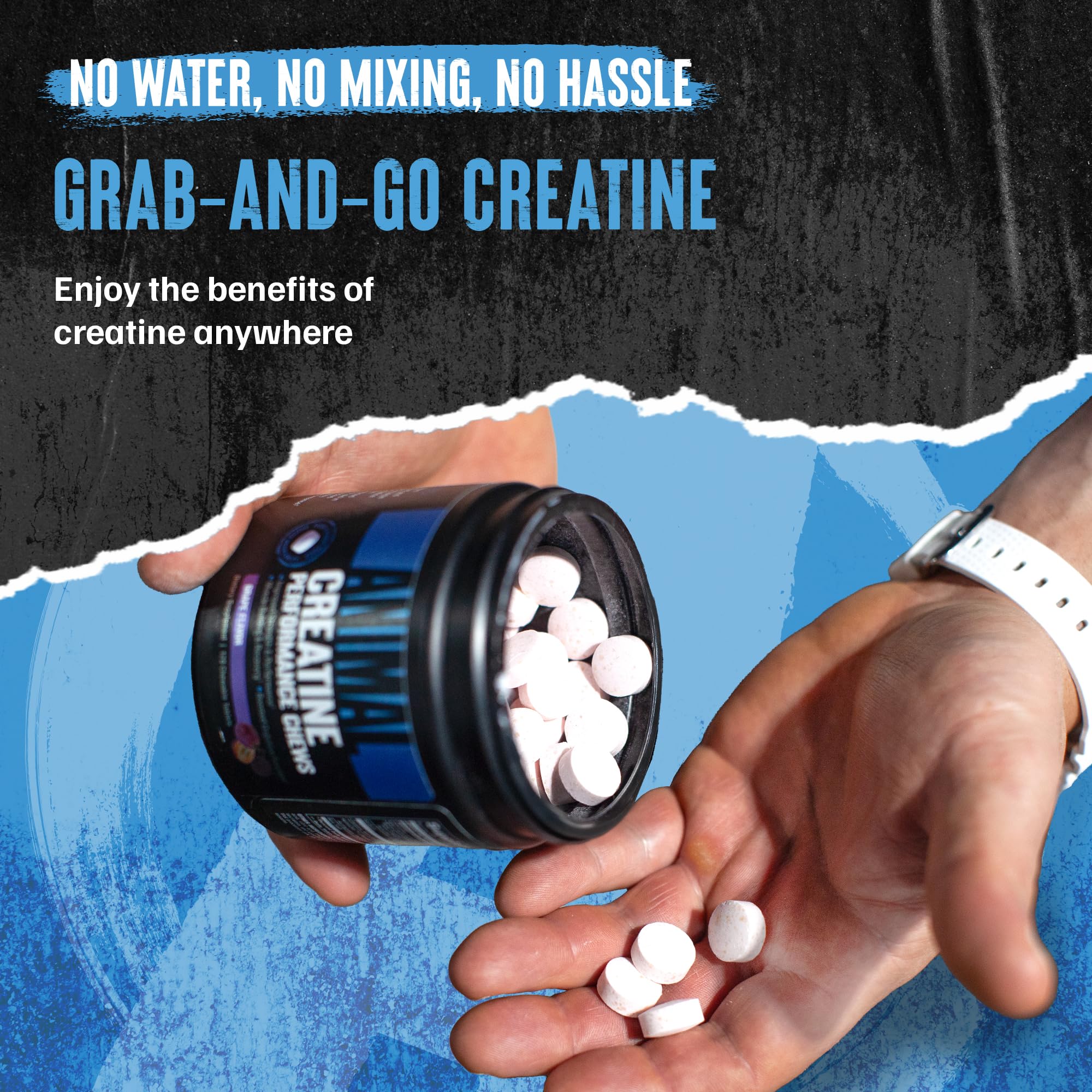 Animal Creatine Chews – 5g Creatine Monohydrate Tablets for Strength, Power & Training Recovery Support – Enhanced Absorption with AstraGin® – Convenient Chewable Format – 120 Tablets AnimalAu supplements