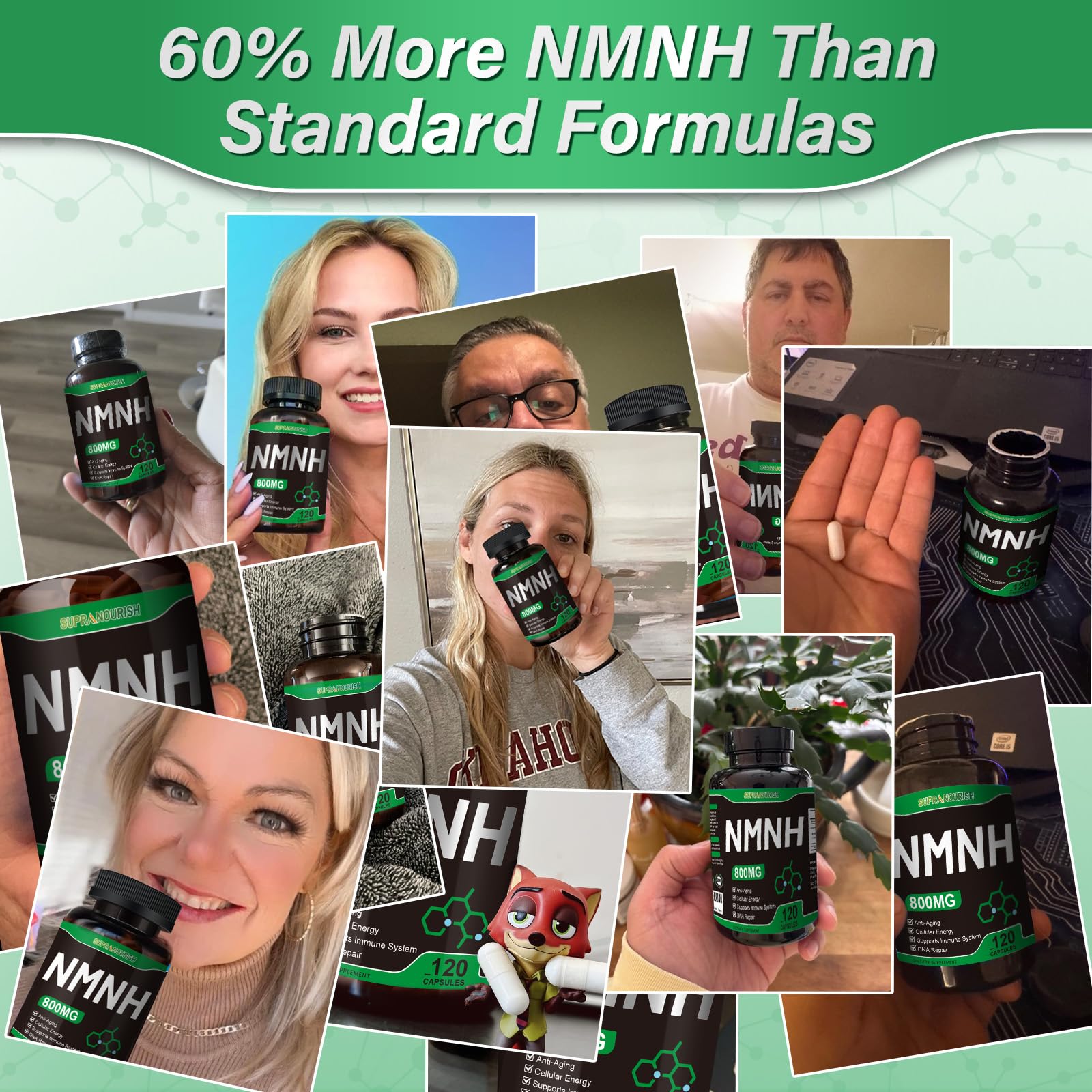 SUPRANOURISH Pure NMNH Supplement 120 Capsules - 800mg High-Purity NMNH Supplements, NAD Supplement for Boost NAD+ for Anti-Aging & Cellular Energy SUPRANOURISHAu supplements