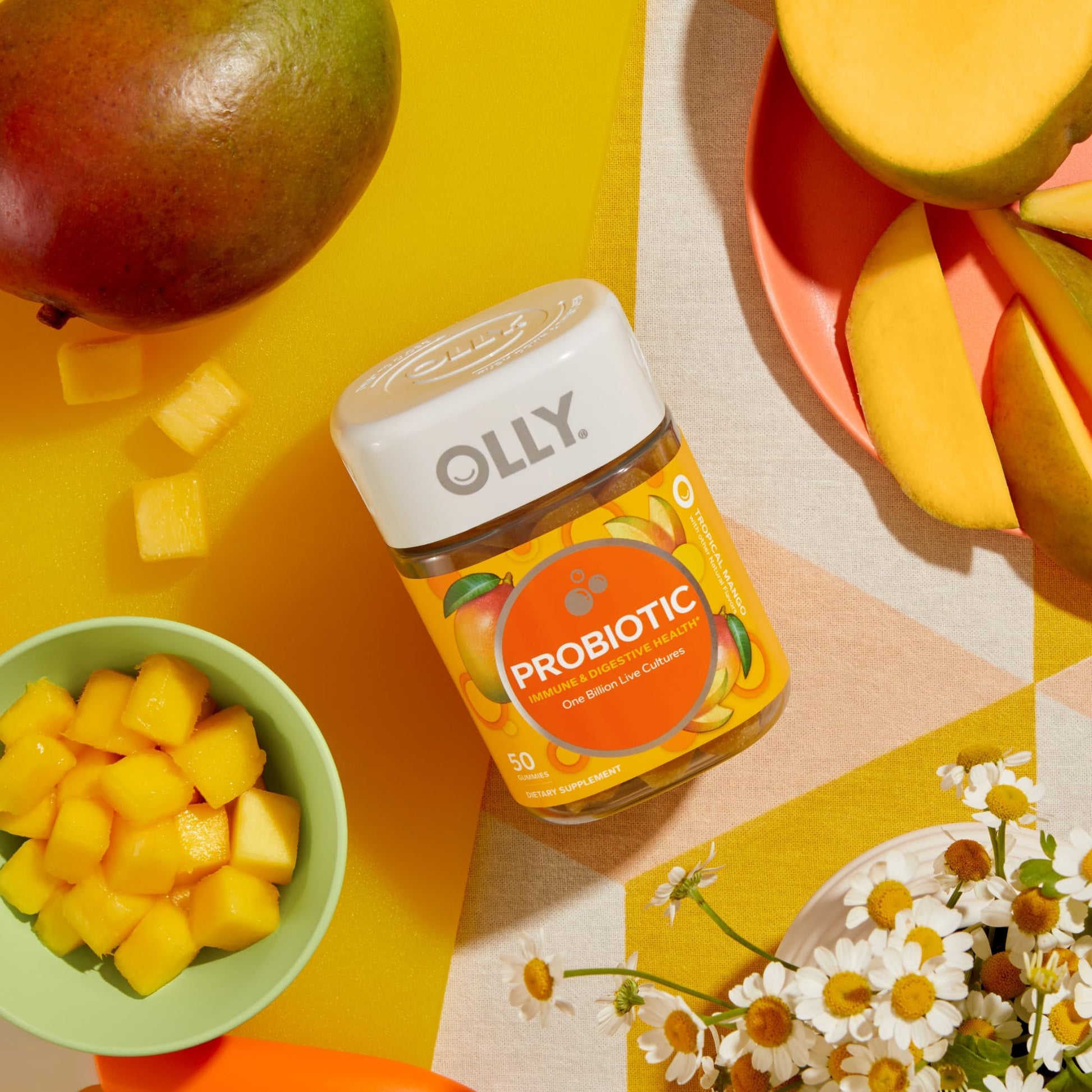 OLLY Probiotic Gummy, Immune and Digestive Support, 1 Billion CFUs, Chewable Probiotic Supplement, Mango, 25 Day Supply - 50 Count OLLYAu supplements