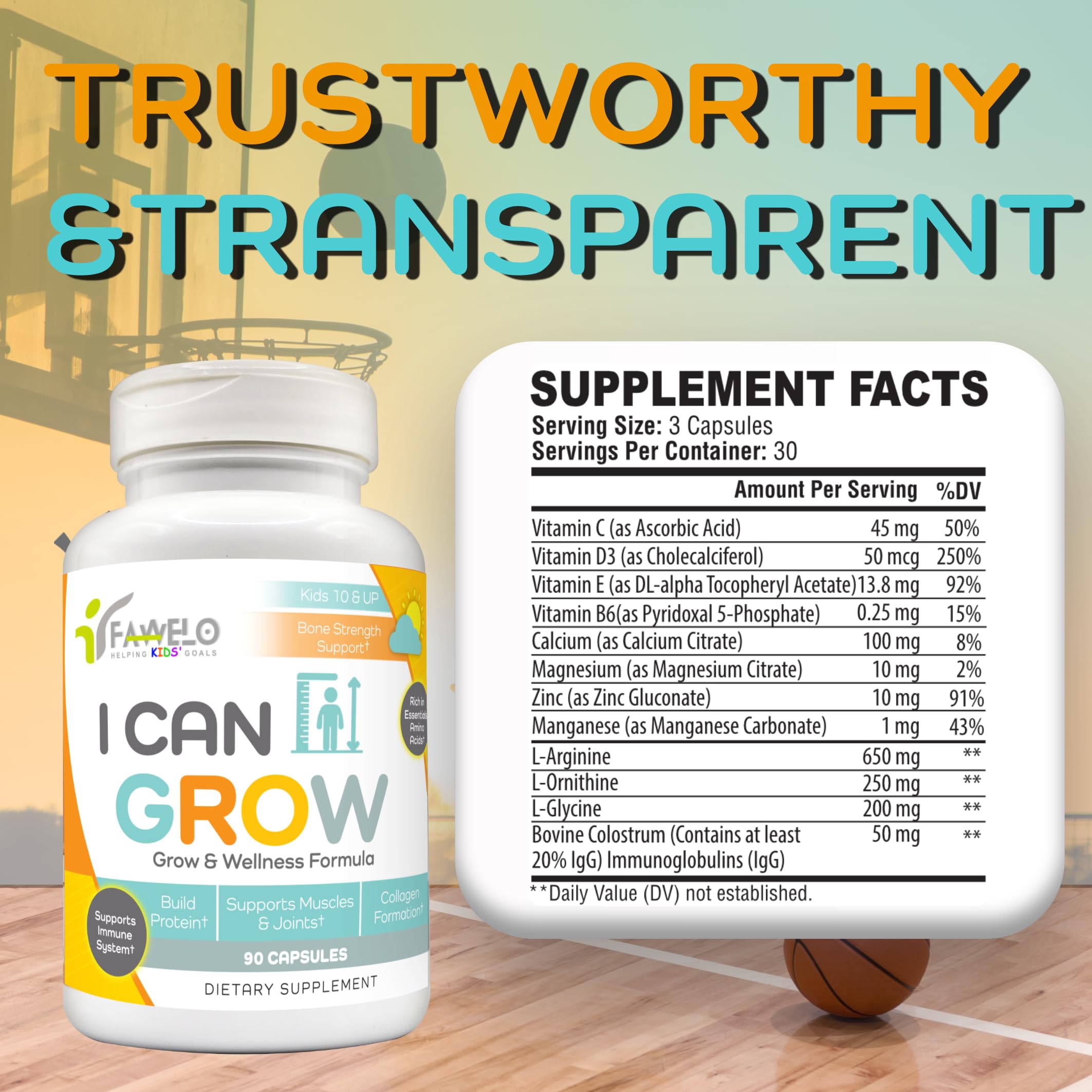 Fawelo I Can Grow (2 Pack) - for Kids 10+ and Teens | Enhances Natural Development | Strength Bone, Muscle & Joints | Immunity & Overall Health | Transparent Ingredients | Made in the USA FaweloAu supplements